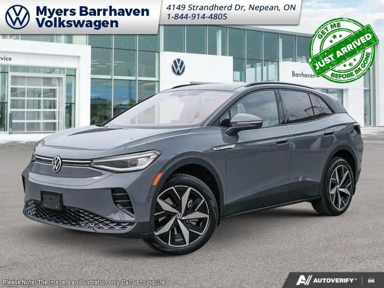 <b>Premium Audio,  Cooled Seats,  Massage Seats,  360 Camera,  Power Liftgate!</b><br> <br> <br> <br>The 2025 Volkswagen ID.4 blends intelligent innovation, contemporary appeal and functional character into one compelling package. <br> <br>From the outside, the ID.4 showcases clean lines, a sculpted silhouette and contemporary lighting elements that reflect its electric-SUV identity. Inside, the cabin features premium-feeling materials, intuitive connectivity and seating designed for both driver and passengers to enjoy every ride. With its forward-thinking features, practical utility and Volkswagens commitment to quality, the ID.4 offers a well-rounded choice for drivers moving into the electric era.<br> <br>This Pure Gray SUV has an Automatic transmission. <br> <br> Our ID.4s trim level is Pro S AWD. This VW ID.4 Pro S AWD rewards you with dual motors with extended driving range and fast charging, class II tow equipment with a trailer wiring harness and an 8-speaker Harman/Kardon Audio system, along with ventilated and heated front seats with massage function, a heated steering wheel, heated rear seats, and a power liftgate for rear cargo access. Also standard include wireless charging for mobile devices, adaptive cruise control, dual-zone climate control, and an upgraded 12.9-inch infotainment screen with inbuilt navigation, Apple CarPlay, Android Auto and SiriusXM. Additional features include a 360 camera, blind spot detection, lane keeping assist with lane departure warning, parking assist, front and rear mitigation, and even more. This vehicle has been upgraded with the following features: Premium Audio, Cooled Seats, Massage Seats, 360 Camera, Power Liftgate, Fast Charging, Navigation.<br><br> <br>To apply right now for financing use this link: <a href=https://www.barrhavenvw.ca/en/form/new/financing-request-step-1/44 target=_blank>https://www.barrhavenvw.ca/en/form/new/financing-request-step-1/44</a><br><br> <br/>     0% financing for 60 months. 0.99% financing for 84 months. <br> Buy this vehicle now for the lowest bi-weekly payment of <b>$386.04</b> with $0 down for 84 months @ 0.99% APR O.A.C. ( Plus applicable taxes -  $840 Doc fee. Cash purchase selling price includes: Tire Stewardship ($20.00), OMVIC Fee ($12.50). (HST) are extra. (HST), licence, insurance & registration not included. **Rebates may not apply to all purchase types. Conditions varysee dealer for details.    ).  Incentives expire 2026-02-02.  See dealer for details. <br> <br> <br>LEASING:<br><br>Estimated Lease Payment: $367 bi-weekly <br>Payment based on 0.00% lease financing for 48 months with $0 down payment on approved credit.         Total obligation $38,206. Mileage allowance of 16,000 KM/year. Offer expires 2026-02-02.<br><br><br>We are your premier Volkswagen dealership in the region. If youre looking for a new Volkswagen or a car, check out Barrhaven Volkswagens new, pre-owned, and certified pre-owned Volkswagen inventories. We have the complete lineup of new Volkswagen vehicles in stock like the GTI, Golf R, Jetta, Tiguan, Atlas Cross Sport, Volkswagen ID.4 electric vehicle, and Atlas. If you cant find the Volkswagen model youre looking for in the colour that you want, feel free to contact us and well be happy to find it for you. If youre in the market for pre-owned cars, make sure you check out our inventory. If you see a car that you like, contact 844-914-4805 to schedule a test drive.<br> Come by and check out our fleet of 60+ used cars and trucks and 90+ new cars and trucks for sale in Nepean.  o~o