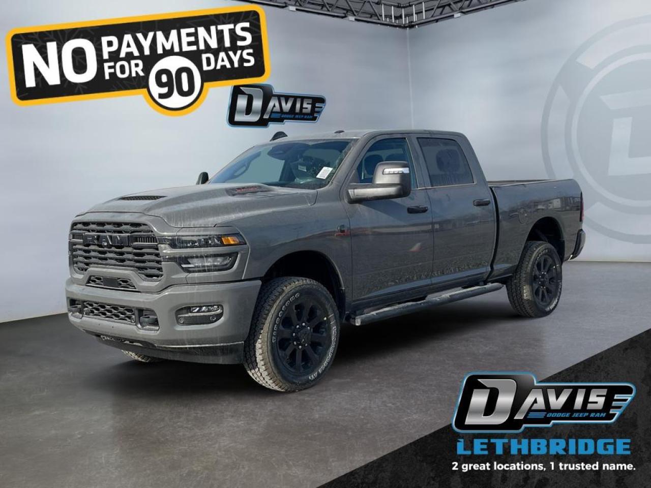 <b>Adaptive Cruise Control, Mobile Hotspot, Collision Mitigation!</b><br /> <br /> <br /> <br />Get the job done in comfort and style in this extremely capable Ram 2500 . <br /> <br />Endlessly capable, this 2026 Ram 2500 pulls out all the stops, and has the towing capacity that sets it apart from the competition. On top of its proven Ram toughness, this Ram 2500 has an ultra-quiet cabin full of amazing tech features that help make your workday more enjoyable. Whether you're in the commercial sector or looking for serious recreational towing rig, this impressive 2500 is ready for anything that you are.<br /> <br />This Ceramic Grey sought after diesel Crew Cab 4X4 pickup has an Automatic transmission and is powered by a Cummins 430HP 6.7L Straight 6 Cylinder Engine. <br /> <br /> Our 2500's trim level is Black Express. Built to handle the toughest tasks with confidence, this heavy-duty pickup blends rugged capability with smart convenience. Its durable exterior features functional touches like tow hooks, side steps, and a practical cargo bed, while the interior offers comfort and connectivity through the Uconnect 8.4-inch touchscreen, Apple CarPlay, Android Auto, and Wi-Fi hotspot access. Adaptive cruise control, power accessories, and intuitive storage enhance everyday usability, and advanced safety systems including Forward Collision Warning, Roll Stability Control, and a ParkView backup camera provide added confidence on every drive. Designed for strength, comfort, and control, its the perfect truck for work, play, and everything in between. This vehicle has been upgraded with the following features: Adaptive Cruise Control, Mobile Hotspot, Collision Mitigation.<br /><br /> <br />To apply right now for financing use this link: <a href=https://www.bridgecitychrysler.com/pre-approval/ target=_blank rel=nofollow noopener noreferrer>https://www.bridgecitychrysler.com/pre-approval/</a><br /><br /> <br /><br />As a premier Chrysler, Dodge, Jeep and RAM dealership, Bridge City Chrysler proudly offers an extensive selection of new and used vehicles to meet every drivers needs. Customers across Lethbridge, Fort Macleod, Taber, Claresholm, Coaldale, and beyond trust us for daily vehicle specials, certified service and parts, and a seamless online inventory experience. <br /><br /> With competitive financing options and expert support, we make car buying easy and enjoyable. <br /><br /> Ready to hit the road? Schedule your test drive today at Bridge City Chrysler, your trusted Chrysler, Dodge, Jeep and RAM dealer in Lethbridge, Alberta.<br /><br /> Vehicle pricing offer shown expires 2026-01-31. <br /> Come by and check out our fleet of 80+ used cars and trucks and 140+ new cars and trucks for sale in Lethbridge. o~o