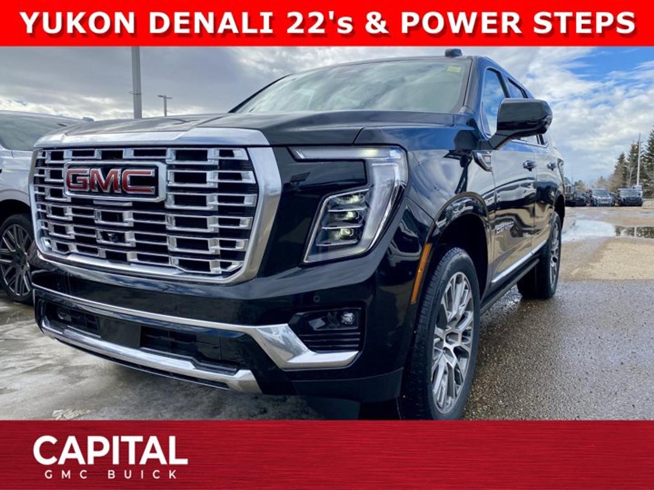 Check out this 2026 GMC YUKON DENALI... Fully equipped with options like Heated and Cooled Seats, Panoramic Sunroof, 22 INCH WHEELS, Power Assist Steps, Heated Steering, Adaptive Cruise Control, Blind Spot Monitoring, 360 CAM, 15 Heads-up Display, Premium Surround Sound, Heated Back Seats, Dual Exhaust, Hands Free Power Liftgate, Automatic Braking, Magnetic Ride Control and so much more... THE ULTIMATE SUVAsk for the Internet Department for more information or book your test drive today! Text 825-445-0521 for fast answers at your fingertips!AMVIC Licensed Dealer - Licence Number B1044900Disclaimer: All prices are plus taxes and include all cash credits and loyalties. See dealer for details. AMVIC Licensed Dealer # B1044900