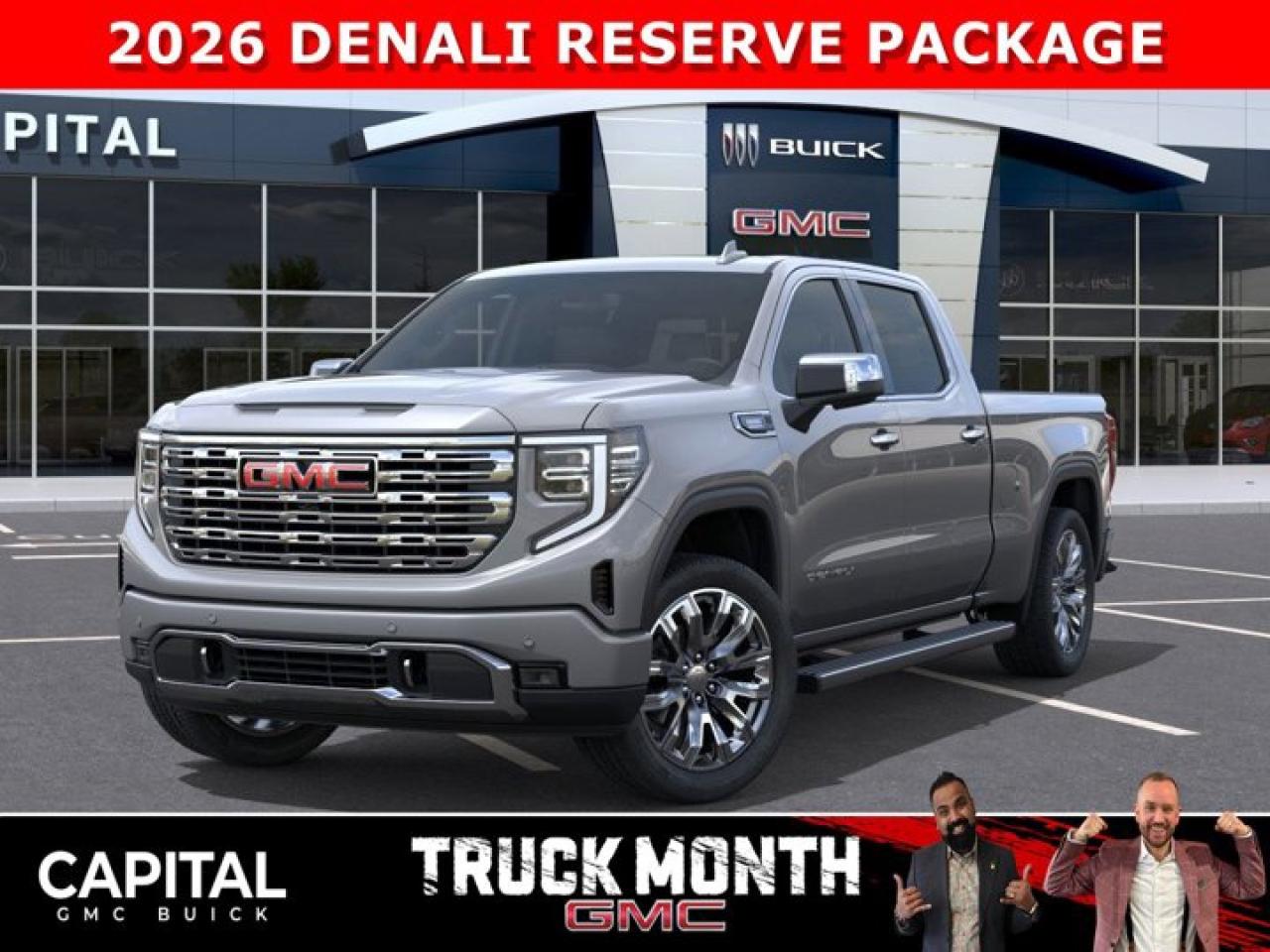 Check out this 2026 Sierra 1500 Crew Cab Denali with the RESERVE PACKAGE. Equipped with a ton of options like Heated and Cooled Seats, Heated Steering, Body Color Arch Moldings, 360 CAM, Rear Streaming Camera Mirror, Heads-up Display, 22 Inch Wheels, Heated Rear Seats, Massive Touchscreen, Power Assist Steps, and so much more... CALL NOWAsk for the Internet Department for more information or book your test drive today! Text 825-445-0521 for fast answers at your fingertips!AMVIC Licensed Dealer - Licence Number B1044900Disclaimer: All prices are plus taxes and include all cash credits and loyalties. See dealer for details. AMVIC Licensed Dealer # B1044900