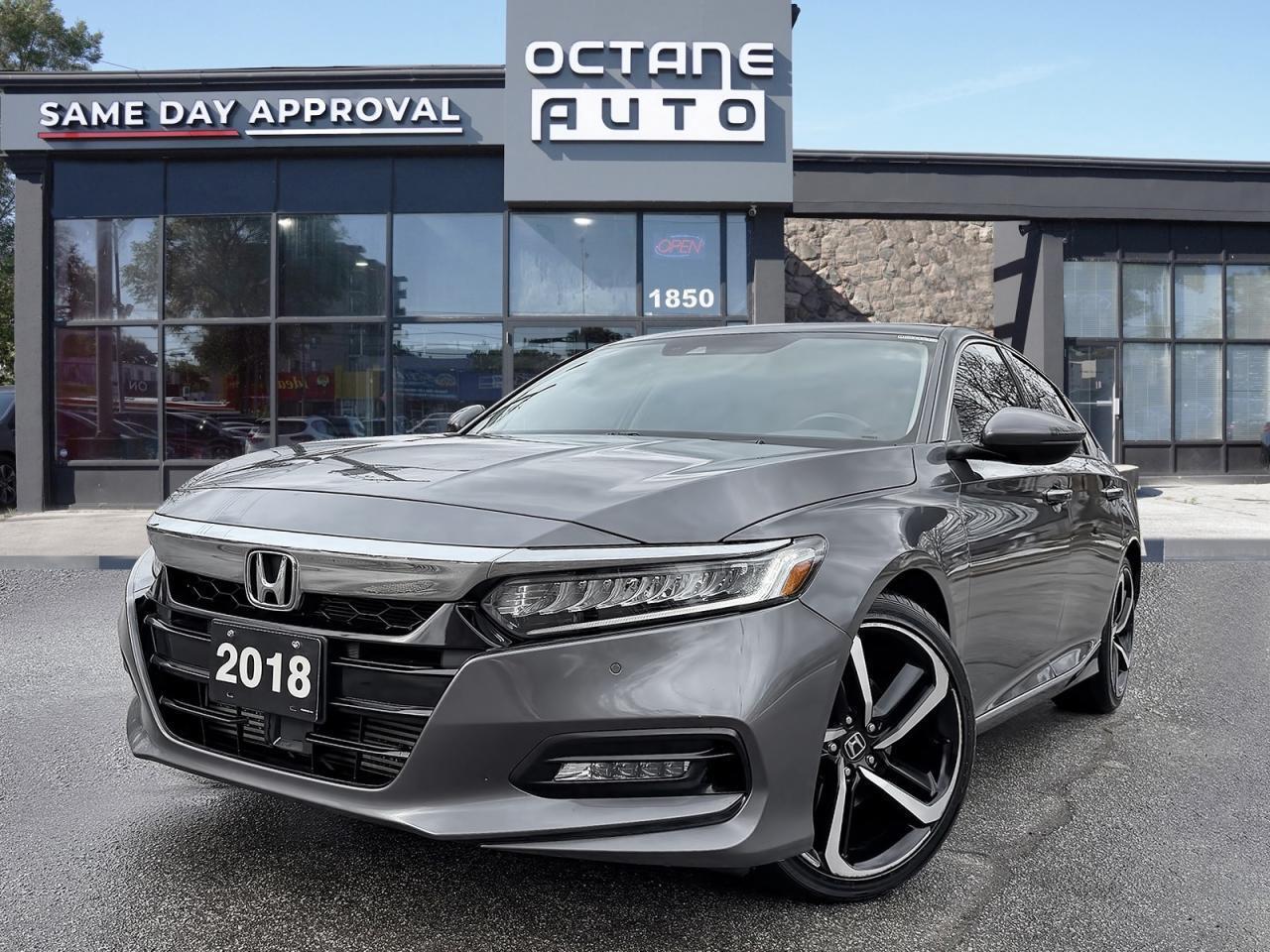 <p>Finance Price $21,495 | Cash Price $22,995<br><br>Accident Free Honda Accord Touring CVT, a refined and well equipped sedan offering premium comfort, advanced safety technology, and excellent fuel efficiency.<br><br>This vehicle comes loaded with touring level features including navigation, remote starter, leather seats, heated front seats, ventilated front seats, memory driver seat, and push button start for added comfort and convenience.<br><br>Driver assistance and safety technologies include lane departure assist, radar cruise control, rear view camera with parking sensors, and advanced braking systems that help provide confidence on every drive.<br><br>Additional features include dual zone climate control, power driver seat, steering wheel audio controls, Bluetooth connectivity, and USB connectivity. The interior offers a premium touring level experience designed for both comfort and practicality.<br><br>Fuel economy is rated at approximately 8.2 L/100 km city and 6.6 L/100 km highway, providing an excellent balance of performance and efficiency.<br><br>Available Now at Octane Used Cars<br>1850 Lawrence Ave E, Scarborough, ON M1R 2Y4<br>Call us today to book your test drive.<br><br>CERTIFICATION<br>All our vehicles go through a comprehensive safety inspection that exceeds industry standards. Certification includes a full inspection, oil change, and professional detailing before delivery. Vehicles are not drivable if not certified and not e-tested. A certification package is available for $699. Trade-ins welcome. All vehicles are subject to HST, licensing fees, and a $22 OMVIC fee.<br><br>FINANCING<br>Good credit, bad credit, or no credit. We can help. Instant approvals available with flexible plans tailored to your needs. Financing deals are subject to an admin fee.<br><br>WARRANTY<br>This Honda Accord Touring CVT qualifies for extended warranty options. Our team can help you choose the right coverage.<br><br>PRICE<br>At Octane Used Cars we offer fair, transparent, no haggle pricing. We monitor the market to keep our vehicles priced competitively, giving you the best value with a no pressure buying experience.</p>