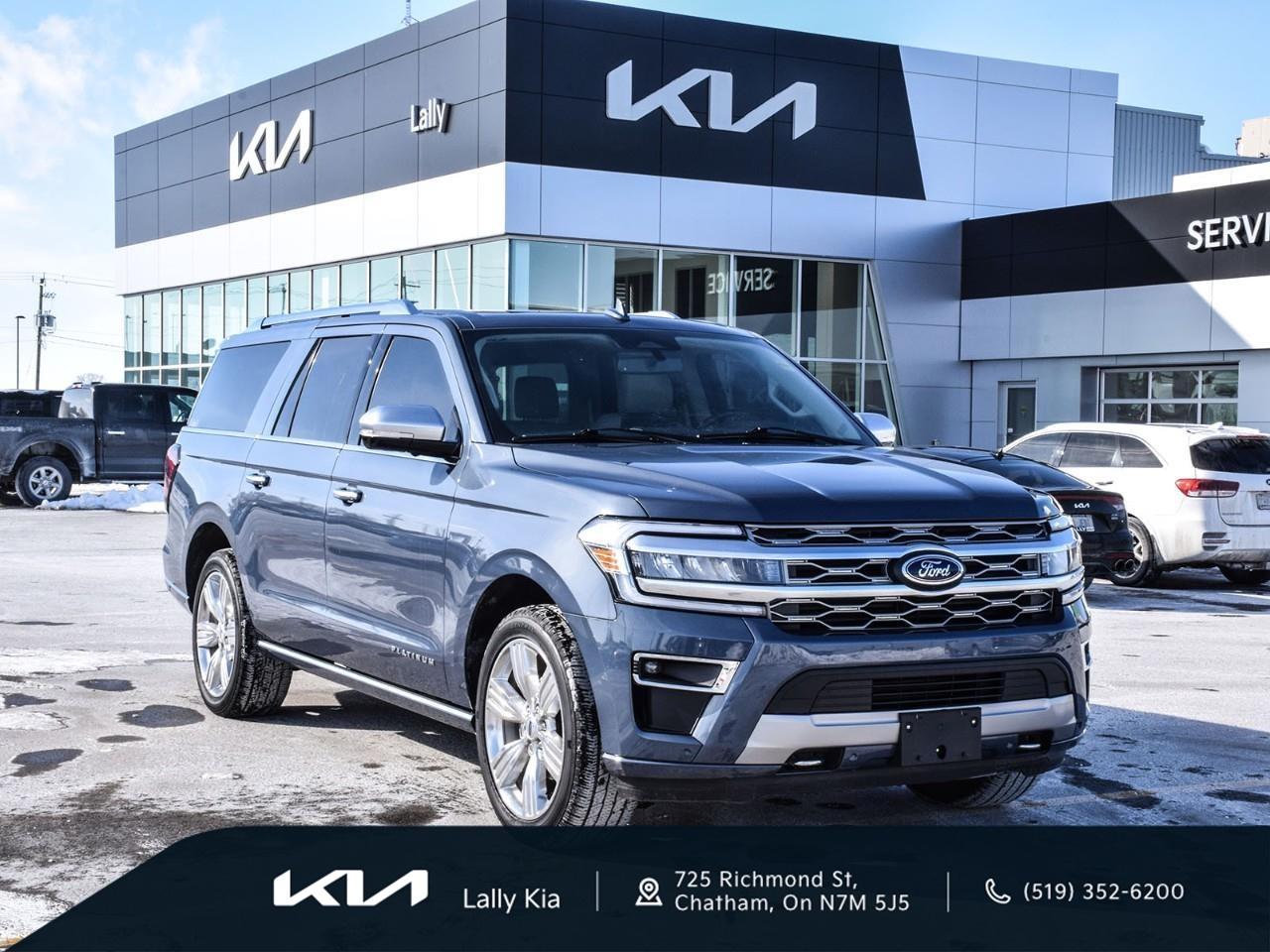 <p><strong>2023 Ford Expedition Platinum Max  Low KMs, Clean CarFax</strong></p><p>This recent trade-in Expedition Platinum Max combines spacious capability with premium comfort, offering <strong>8-Passenger Seating</strong>, <strong>Heated & Cooled Seats</strong>, <strong>Navigation</strong>, <strong>Power Running Boards</strong>, and a <strong>Panoramic Roof</strong> for an elevated full-size SUV experience. Perfect for family travel and all-season adventures.</p><p><strong>Proudly serving our community, Lally Kia makes your car-buying experience simple, transparent, and worry-free.</strong></p> <p>We use no hassle no haggle live market pricing! Save money and time.</p><p>All prices shown include all fees. Reconditioning and Full Detailing. Taxes and Licensing extra.</p><p>All Pre-Owned vehicles come standard with one key. If we received additional keys from the previous owner they will be with the vehicle upon delivery at no cost. Additional keys may be purchased at customers requested and expense.</p><p>Book your appointment today!</p>