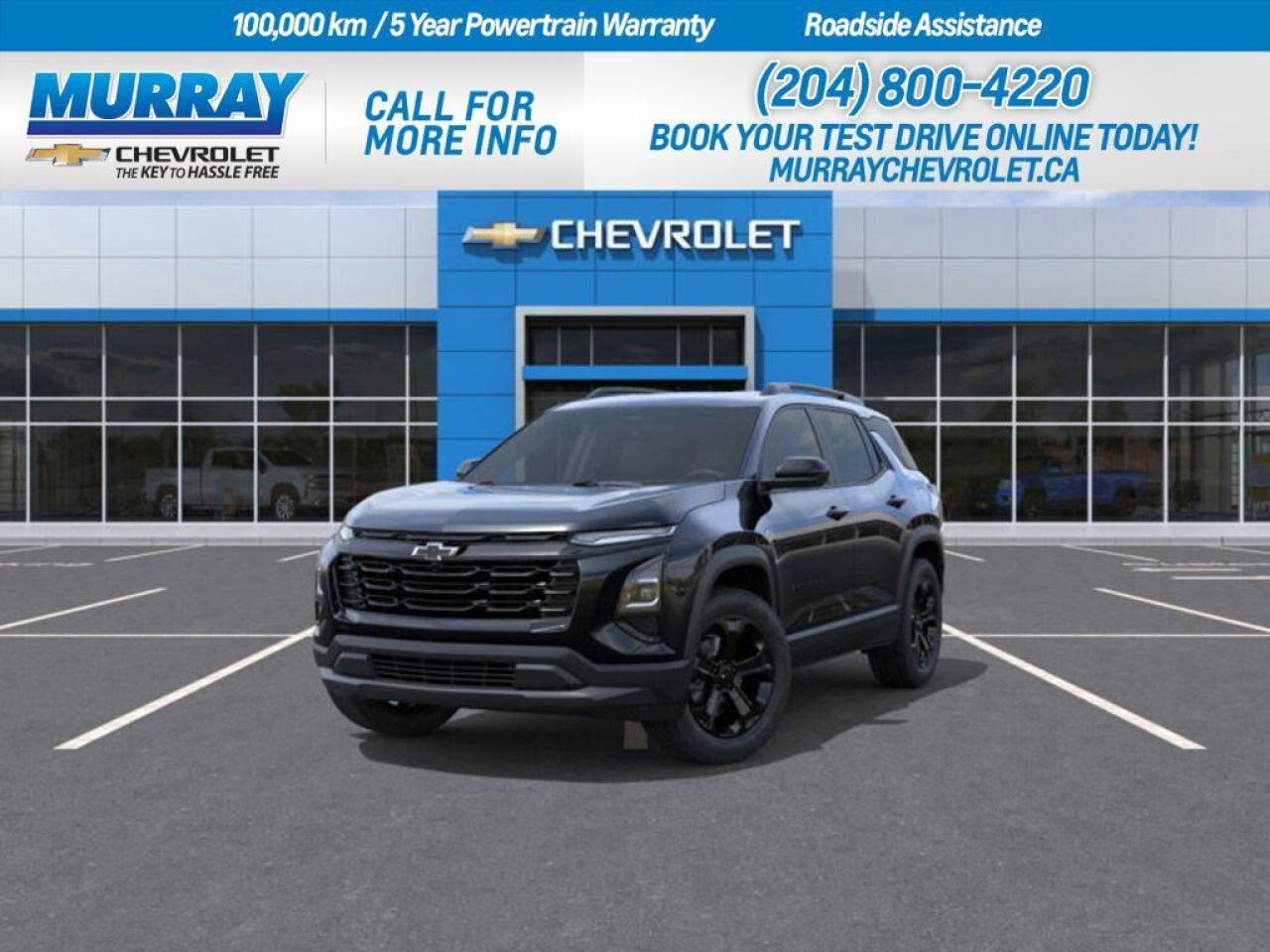 * MIDNIGHT EDITION * * Remote Engine Start * * Heated Steering Wheel *  Step into the future with the 2026 Chevrolet Equinox AWD LT in a sleek Mosaic Black Metallic finish, designed to turn heads in Winnipeg. This sport utility vehicle makes a bold statement with its Midnight Edition package, featuring distinctive black exterior badging and 19 aluminum wheels. Enjoy seamless connectivity with the integrated WiFi Hotspot, while the Turbocharged Gas I4 1.5L engine ensures a thrilling driving experience paired with an 8-speed automatic transmission.  Inside, the Equinox offers comfort and convenience with heated front seats and a heated steering wheel, perfect for those chilly Winnipeg mornings. With advanced safety features like Lane Departure Warning, Rear Parking Aid, and Blind Spot Monitor, you can drive with confidence, knowing youre supported by top-tier technology. The Equinox is not just about performance; its about enhancing every journey with style and safety.   Dealer Permit #1740