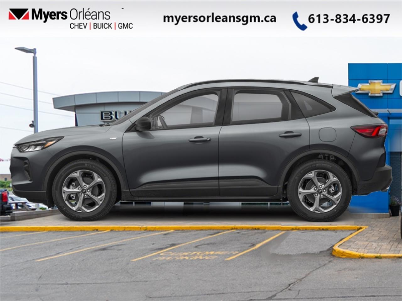 <b>Low Mileage!</b><br> <br> In the city or in the forest, this Ford Escape is built to get you over any terrain with confidence and comfort. This 2025 Ford Escape is fresh on our lot in Orleans. <br> <br>This Ford Escape was built for an active lifestyle and offers plenty of options for you to hit the road in your own individual style. Whether you need a family SUV for soccer practice, a capable adventure vehicle, or both, the versatile Ford Escape has you covered. Built for those who live on the go, the 2025 Ford Escape is made to be unstoppable. This low mileage SUV has just 4,200 km. Its Grey in colour. It has an Automatic transmission and is powered by a 180HP 1.5L 3 Cylinder Engine. <br> <br> Our Escapes trim level is ST-Line. This sporty ST-Line adds on aluminum wheels, body colored exterior styling and ActiveX synthetic leather seating upholstery, along with amazing standard features such as a power-operated liftgate for rear cargo access, LED headlights with automatic high beams, an 8-inch infotainment screen powered by SYNC 4 with wireless Apple CarPlay and Android Auto, FordPass Connect with 4G mobile internet hotspot access, and proximity keyless entry with push button start. Road safety features include blind spot detection, pre-collision assist with automatic emergency braking and a back-up camera, lane keeping assist, lane departure warning, and front and rear collision mitigation. Additional features include dual-zone climate control, front and rear cupholders, smart device remote engine start, and even more.<br> To view the original window sticker for this vehicle view this <a href=http://www.windowsticker.forddirect.com/windowsticker.pdf?vin=1FMCU9MN0SUA95002 target=_blank>http://www.windowsticker.forddirect.com/windowsticker.pdf?vin=1FMCU9MN0SUA95002</a>. <br/><br> <br>To apply right now for financing use this link: <a href=https://www.myersorleansgm.ca/FinancePreQualForm target=_blank>https://www.myersorleansgm.ca/FinancePreQualForm</a><br><br> <br/><br>*MYERS LIFETIME ENGINE AND TRANSMISSION COVERAGE CERTIFICATE NOT AVAILABLE ON VEHICLES WITH KMS EXCEEDING 140,000KM, VEHICLES 8 YEARS & OLDER, OR HIGHLINE BRAND VEHICLE(eg. BMW, INFINITI. CADILLAC, LEXUS...)<br> Come by and check out our fleet of 30+ used cars and trucks and 240+ new cars and trucks for sale in Orleans.  o~o