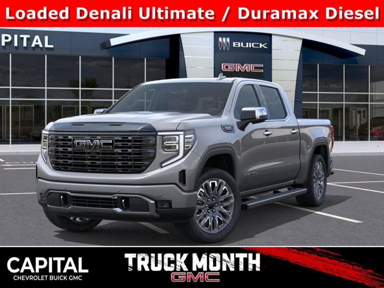 This GMC Sierra 1500 delivers a Turbocharged Diesel I6 3.0L/183 engine powering this Automatic transmission. ENGINE, DURAMAX 3.0L TURBO-DIESEL I6 (305 hp [227 kW] @ 3750 rpm, 495 lb-ft of torque [671 Nm] @ 2750 rpm) (Includes (KW5) 220-amp alternator and (K05) engine block heater.), Wireless, Apple CarPlay / Wireless Android Auto, Wireless Charging.* This GMC Sierra 1500 Features the Following Options *Wipers, front rain-sensing, Windows, power rear, express down, Windows, power front, drivers express up/down, Window, power, rear sliding with rear defogger, Window, power front, passenger express up/down, Wi-Fi Hotspot capable (Terms and limitations apply. See onstar.ca or dealer for details.), Wheels, 22 (55.9 cm) 7-spoke ultra-bright machined with bright chrome accents and dark paint (Includes (SFE) Wheel locks, LPO.), Wheelhouse liners, rear (Deleted with (E3Z) Carbon Fibre Composite Bed.), Wheel, 17 x 8 (43.2 cm x 20.3 cm) full-size, steel spare, USB Ports, 2, Charge/Data ports located inside centre console.* Stop By Today *Test drive this must-see, must-drive, must-own beauty today at Capital Chevrolet Buick GMC Inc., 13103 Lake Fraser Drive SE, Calgary, AB T2J 3H5.