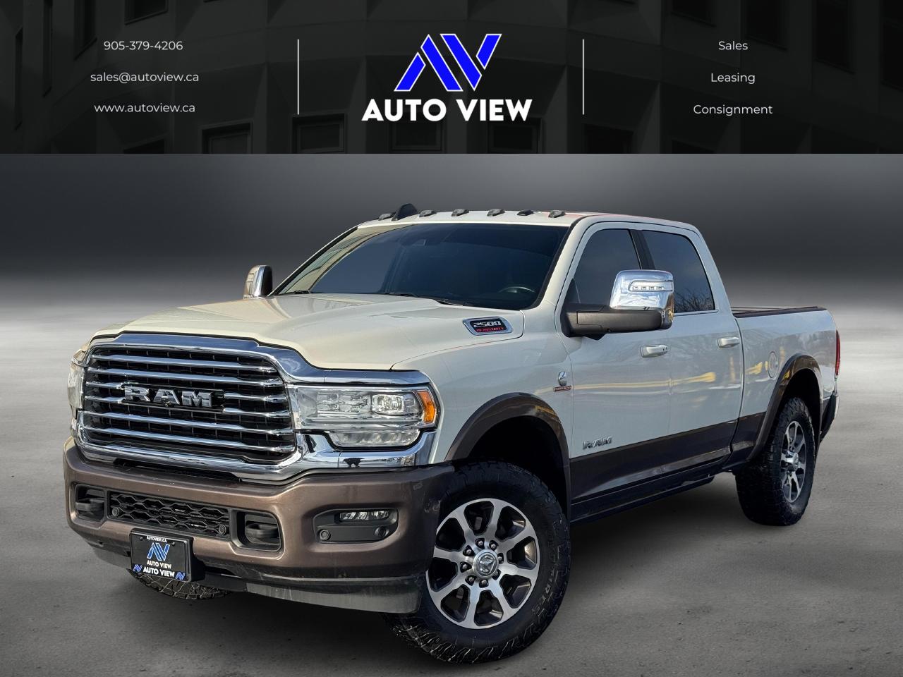 <p dir=ltr>NEW ARRIVAL!!</p><p dir=ltr>2023 Ram 2500 Long Horn!!</p><p dir=ltr>**FULLY LOADED MODEL**</p><p dir=ltr>**DIGITAL DASH DISPLAY**&nbsp;</p><p dir=ltr>The 2023 Ram 2500 Limited Longhorn offers powerful engine choices, the 6.7L Cummins Turbo Diesel (370 hp/850 lb-ft torque), with available features like Auto-Level Rear Air Suspension and advanced towing tech, a Southwestern-inspired premium leather interior with real wood/barnwood accents, and distinctive styling with available two-tone paint, all while providing robust capability for hauling and towing.</p><p dir=ltr><strong>Key Specifications & Features:</strong></p><p dir=ltr><strong>Engine: </strong>6.7L Cummins Turbo Diesel I-6 (370 hp, 850 lb-ft torque).</p><p dir=ltr><strong>Transmission</strong>: 6-speed automatic</p><p dir=ltr><strong>Drivetrain</strong>: Part-Time 4-Wheel Drive (4x4)</p><p dir=ltr><strong>Suspension</strong>: Standard multi-link coil spring front/rear, with available Auto-Level Rear Air Suspension.</p><p dir=ltr><strong>Towing</strong>: Max towing up to 17,670 lbs (with the gas engine), featuring tech like Trailer Reverse Steering Control.</p><p dir=ltr><strong>Interior</strong>: Mountain Brown theme, 100% leather seats with filigree stitching, real barnwood accents, heated/cooled front seats, heated rear seats, dual-zone climate, 12-inch Uconnect touchscreen.</p><p dir=ltr><strong>Exterior</strong>: Available two-tone paint, chrome wheel-to-wheel side steps or power-deployable running boards, available RamBox Cargo Management System, LED lighting.</p><p dir=ltr><strong>Technology</strong>: Digital gauge cluster, available Adaptive Cruise Control, Wi-Fi hotspot, premium audio, and available camera mirror.&nbsp;</p><p dir=ltr style=line-height: 1.2; margin-top: 12pt; margin-bottom: 12pt;>&nbsp;</p><p dir=ltr style=line-height: 1.2; margin-top: 12pt; margin-bottom: 12pt;><span style=font-size: 11pt; font-family: Roboto,sans-serif; color: #000000; background-color: transparent; font-weight: 400; font-style: italic; font-variant: normal; text-decoration: none; vertical-align: baseline; white-space: pre-wrap;>**VEHICLE BEING SOLD ON CONSIGNMENT** </span></p><p dir=ltr style=line-height: 1.2; margin-top: 12pt; margin-bottom: 12pt;><span style=font-size: 11pt; font-family: Roboto,sans-serif; color: #000000; background-color: transparent; font-weight: 400; font-style: italic; font-variant: normal; text-decoration: none; vertical-align: baseline; white-space: pre-wrap;>FINANCING AND LEASING AVAILABLE ON ALL CERTIFIED VEHICLES.</span></p><p dir=ltr style=line-height: 1.2; margin-top: 12pt; margin-bottom: 12pt;><span style=font-size: 11pt; font-family: Roboto,sans-serif; color: #000000; background-color: transparent; font-weight: 400; font-style: italic; font-variant: normal; text-decoration: none; vertical-align: baseline; white-space: pre-wrap;>HST and Licensing Fees are to be charged on all vehicles.&nbsp;</span></p><p dir=ltr style=line-height: 1.2; margin-top: 12pt; margin-bottom: 12pt;><span style=font-size: 11pt; font-family: Roboto,sans-serif; color: #000000; background-color: transparent; font-weight: 400; font-style: italic; font-variant: normal; text-decoration: none; vertical-align: baseline; white-space: pre-wrap;>All CERTIFIED vehicles come with a 36-day Safety Guarantee.</span></p><p dir=ltr style=line-height: 1.2; margin-top: 12pt; margin-bottom: 12pt;><span style=font-size: 11pt; font-family: Roboto,sans-serif; color: #000000; background-color: transparent; font-weight: 400; font-style: italic; font-variant: normal; text-decoration: none; vertical-align: baseline; white-space: pre-wrap;>ALL CERTIFIED VEHICLES COME WITH A BRONZE GLOBAL WARRANTY (3 MONTH / 3,000 KM / $1,000 PER CLAIM)</span></p><p dir=ltr style=line-height: 1.2; margin-top: 12pt; margin-bottom: 12pt;><span style=font-size: 11pt; font-family: Roboto,sans-serif; color: #000000; background-color: transparent; font-weight: 400; font-style: italic; font-variant: normal; text-decoration: none; vertical-align: baseline; white-space: pre-wrap;>EXTENDED GLOBAL WARRANTY OPTIONS AVAILABLE ON ALL CERTIFIED VEHICLES.</span></p><p dir=ltr style=line-height: 1.2; margin-top: 12pt; margin-bottom: 12pt;><span style=font-size: 11pt; font-family: Roboto,sans-serif; color: #000000; background-color: transparent; font-weight: 400; font-style: italic; font-variant: normal; text-decoration: none; vertical-align: baseline; white-space: pre-wrap;>Auto View is located at 590 South Service Road Stoney Creek, only minutes off the QEW Exit 83 Fruitland Road!</span></p><p dir=ltr style=line-height: 1.2; margin-top: 12pt; margin-bottom: 12pt;><span style=font-size: 11pt; font-family: Roboto,sans-serif; color: #000000; background-color: transparent; font-weight: 400; font-style: italic; font-variant: normal; text-decoration: none; vertical-align: baseline; white-space: pre-wrap;>Contact us VIA email, call, or text!</span></p><p dir=ltr style=line-height: 1.2; margin-top: 12pt; margin-bottom: 12pt;><span style=font-size: 11pt; font-family: Roboto,sans-serif; color: #000000; background-color: transparent; font-weight: 400; font-style: italic; font-variant: normal; text-decoration: none; vertical-align: baseline; white-space: pre-wrap;>sales@autoview.ca</span></p><p style=line-height: 1.2;><span id=docs-internal-guid-dc6619b1-7fff-14fb-1847-6df547af7f68></span></p><p dir=ltr style=line-height: 1.2; margin-top: 12pt; margin-bottom: 12pt;><span style=font-size: 11pt; font-family: Roboto,sans-serif; color: #000000; background-color: transparent; font-weight: 400; font-style: italic; font-variant: normal; text-decoration: none; vertical-align: baseline; white-space: pre-wrap;>905-379-4206</span></p>