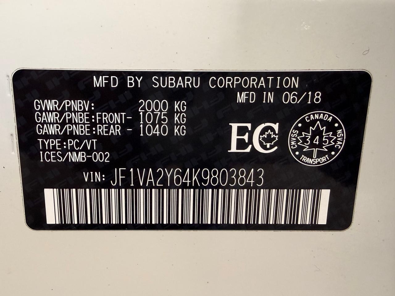 2019 Subaru WRX STI Sport-tech+Roof+BSM+CLEAN CARFAX Photo38