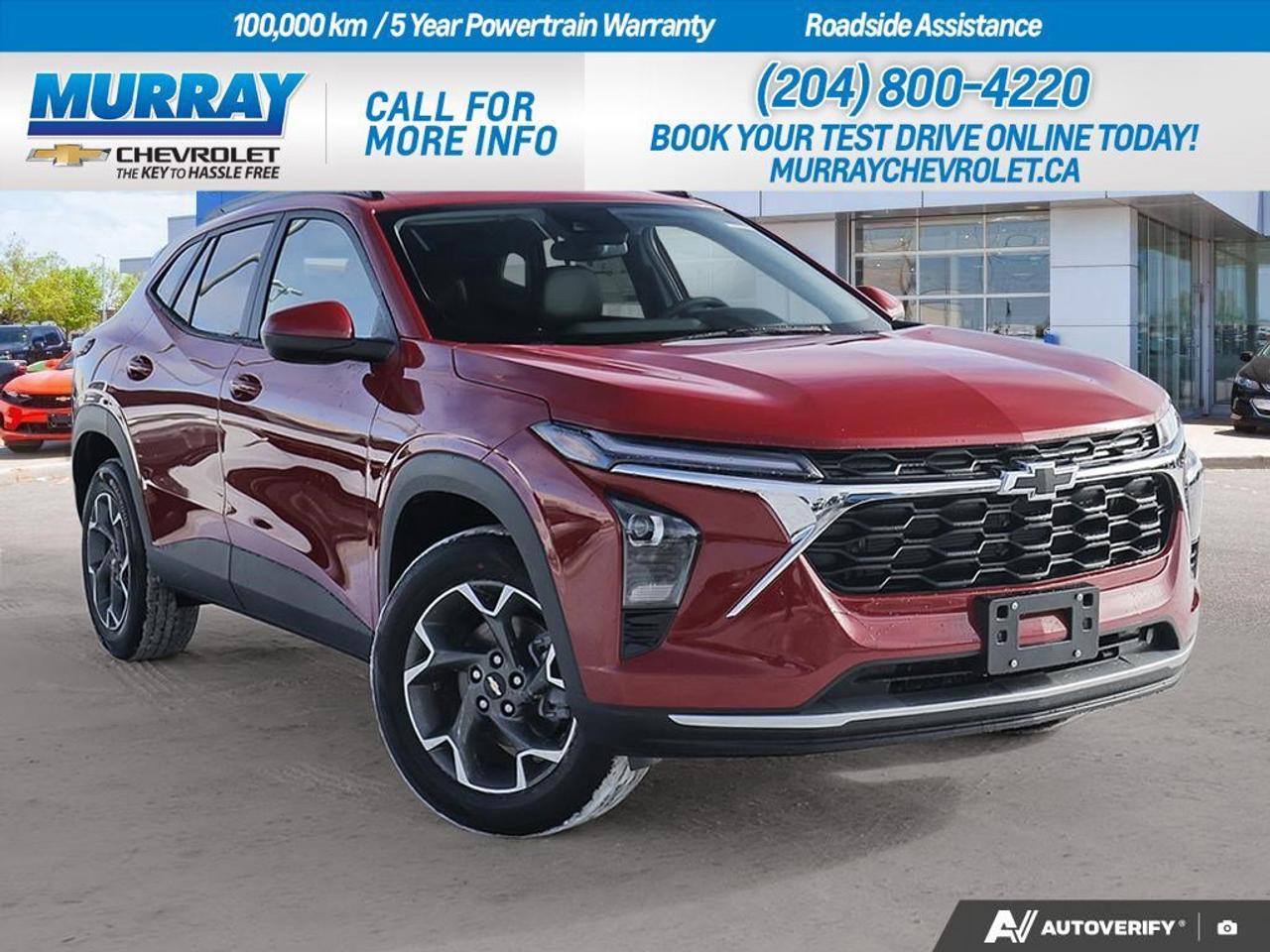 * ENGINE BLOCK HEATER * * TRANSMISSION 6-SPEED AUTOMATIC (STD) * * ENGINE ECOTEC 1.2L TURBO DOHC DI WITH VARIABLE VALVE TIMING (VVT) (137 hp [102 kW] @ 5000 rpm 162 lb-ft of torque [219 N-m] @ 2500 rpm) (STD) *  Discover the epitome of modern utility with the 2026 Chevrolet Trax LT, available now at Murray Chevrolet Winnipeg. This sport utility vehicle is crafted to elevate your driving experience with its dynamic *ENGINE ECOTEC 1.2L TURBO DOHC DI*, ensuring a perfect balance of power and efficiency. The 6-speed automatic transmission seamlessly complements the engine, providing smooth and responsive gear changes for an effortless drive through the vibrant streets of Winnipeg.  The Trax LT comes equipped with an array of advanced safety and convenience features, including a rear parking aid, lane departure warning, and adaptive cruise control, all designed to offer peace of mind and ease during your travels. Its stylish design is highlighted by the sleek Apex Red exterior, adorned with black bowtie emblems for a distinctive look.  Step into the cabin, where comfort meets technology with jet black cloth/Evotex seats accented with blue highlights, a heated steering wheel, and smart device integration. The Chevrolet Trax LT is more than just a vehicle; its your partner in adventure, ready to tackle any challenge with confidence and style.  Dealer Permit #1740