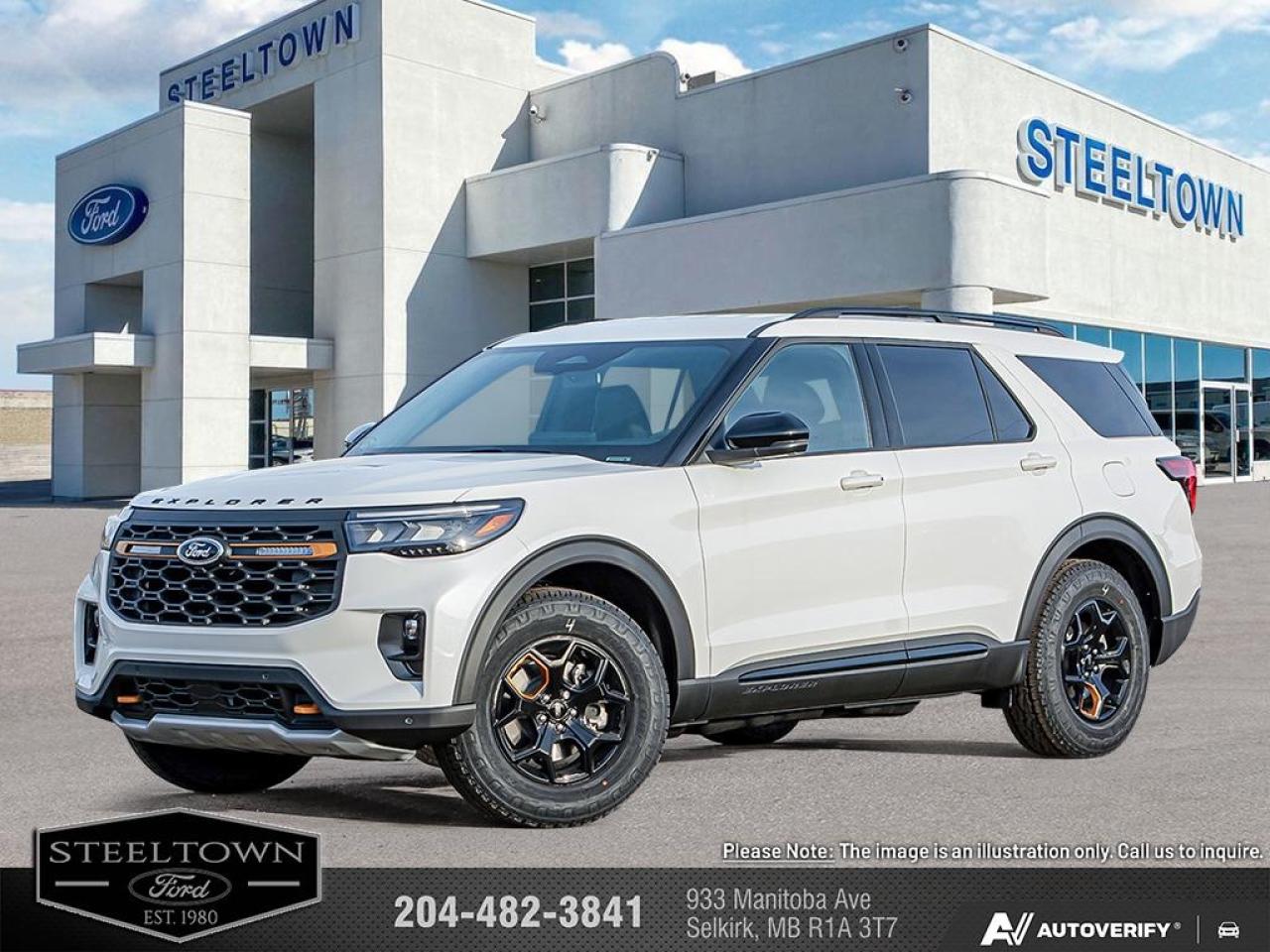 <b>Cooled Seats,  BlueCruise,  Navigation,  B&O Audio,  360 Camera!</b><br> <br> <br> <br>We value your TIME, we wont waste it or your gas is on us!   We offer extended test drives and if you cant make it out to us we will come straight to you!<br> <br>This 2026 Explorer was built to do more than just get groceries, with all-new technologies, this SUV was built for adventure. <br> <br>This Ford Explorer is the ultimate lifestyle vehicle with plenty of style and space for all of your passengers and cargo. It has the hauling capabilities of a midsize SUV combined with strong off-road capabilities. Whether your next family adventure is to the grocery store or over a high mountain pass, the Ford Explorer was built to get you there with ease.<br> <br>This Star White Metallic SUV has an Automatic transmission and is powered by a 300HP 2.3L 4 Cylinder Engine. <br> <br> Our Explorers trim level is Tremor. This new Tremor trim is ready for your off-roading adventures, a limited slip differential, skid plates and other bespoke upgrades, and additional standard features such as BlueCruise 1.2, inbuilt navigation, Bang & Olufsen audio, an aerial view camera system and a heated steering wheel. Also standard include 20 aluminum wheels, FordPass Connect 5G mobile hotspot internet access, adaptive cruise control, smart device remote engine start, and a power liftgate for rear cargo access. On the inside, occupants are treated to ventilated and heated front seats, voice-activated dual-zone climate control, and a 13.2-inch infotainment screen with wireless Apple CarPlay and Android Auto. Safety features also include lane keep assist with lane departure warning, collision mitigation, automatic emergency braking, evasion assist, and rear parking sensors. This vehicle has been upgraded with the following features: Cooled Seats, BlueCruise, Navigation, B&O Audio, 360 Camera, Remote Start, Heated Steering Wheel.<br><br> View the original window sticker for this vehicle with this url <b><a href=http://www.windowsticker.forddirect.com/windowsticker.pdf?vin=1FMUK8JH8TGA83179 target=_blank>http://www.windowsticker.forddirect.com/windowsticker.pdf?vin=1FMUK8JH8TGA83179</a></b>.<br> <br>To apply right now for financing use this link: <a href=http://www.steeltownford.com/?https://CreditOnline.dealertrack.ca/Web/Default.aspx?Token=bf62ebad-31a4-49e3-93be-9b163c26b54c&La target=_blank>http://www.steeltownford.com/?https://CreditOnline.dealertrack.ca/Web/Default.aspx?Token=bf62ebad-31a4-49e3-93be-9b163c26b54c&La</a><br><br> <br/> Total  rebate of $1000 is reflected in the price.   Incentives expire 2026-02-02.  See dealer for details. <br> <br>Family owned and operated in Selkirk for 35 Years.  <br>Steeltown Ford is located just 20 minutes North of the Perimeter Hwy, with an onsite banking center that offers free consultations. <br>Ask about our special dealer rates available through all major banks and credit unions.<br>Dealer retains all rebates, plus taxes, govt fees and Steeltown Protect Plus.<br>Steeltown Ford Protect Plus includes:<br>- Life Time Tire Warranty <br>Dealer Permit # 1039<br><br><br> Come by and check out our fleet of 100+ used cars and trucks and 140+ new cars and trucks for sale in Selkirk.  o~o