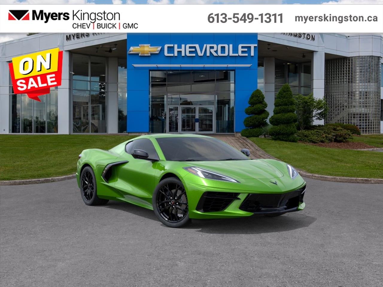<b>END OF SEASON SALE!<br> <br></b><br>  With a sleek mid-engine design, both the front and rear open spaces offer generous cargo versatility and sharp visual presence.<br> <br>The 2026 Chevrolet Corvette raises the bar for American sports cars by combining high-end design, forward-thinking technology, and strong visual impact. Inside, the cockpit welcomes both driver and passenger with a refined cabin, intuitive controls, and immersive connectivity. With a dramatic stance, thoughtful amenities, and unwavering performance character, the Corvette remains an iconic expression of speed and style.<br> <br>This Roswell Grn Metallic coupe has an Automatic transmission and is powered by a 490HP 6.2L 8 Cylinder Engine. <br> <br> Our Corvettes trim level is Stingray Coupe. Precision and comfort define the driver-focused cockpit, featuring GT1 bucket seats wrapped in perforated Mulan leather, an 8-way power-adjustable driver and passenger seat, dual-zone automatic climate control, and a wireless charging pad that keeps every drive effortless and connected. The Google Built-In infotainment system brings together a 12.7-inch centre display, a 14-inch digital instrument cluster, and a 6.6-inch auxiliary touchscreen with voice recognition, integrated navigation, 5G connectivity, Wi-Fi hotspot capability, and a 10-speaker Bose Premium audio system for a deeply immersive experience. Safety and confidence come standard with Automatic Emergency Braking, Forward Collision Alert, Lane Keep Assist, Front Pedestrian Braking, and a Rear Camera Mirror that provides enhanced situational awareness. This vehicle has been upgraded with the following features: Leather Seats, 19 inch Aluminum Wheels.<br><br> <br>To apply right now for financing use this link: <a href=https://www.taylorautomall.com/finance/apply-for-financing/ target=_blank>https://www.taylorautomall.com/finance/apply-for-financing/</a><br> <br/>Weve discounted this vehicle $5000. Total rebate of $5000 is reflected in the price. Incentives expire 2026-08-31. See dealer for details. <br><br>HST, licensing, and Federal luxury tax (if applicable) are extra. <br><br> Come by and check out our fleet of 50+ used cars and trucks and 180+ new cars and trucks for sale in Kingston.  o~o