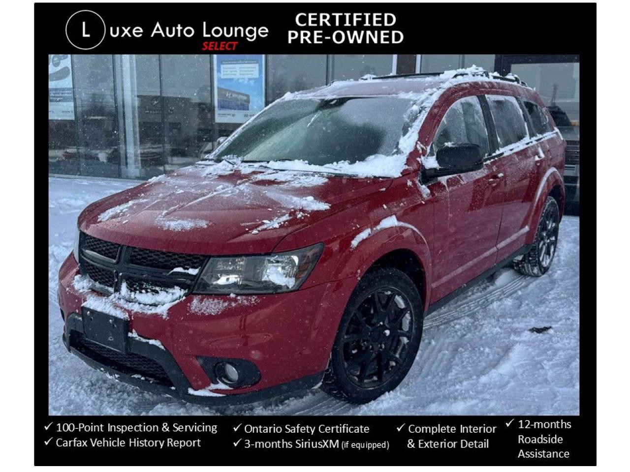 <p>WOW, check out this AFFORDABLE 7-PASSENGER SUV WITH A 6-CYLINDER ENGINE!! This 2016 Dodge Journey has it all going on, including: power driver seat, touch-screen radio, heated seats and steering wheel, gloss black alloy wheels,&nbsp;</p><p><span style=color: #333333; font-family: Work Sans, sans-serif; font-size: 16px; white-space: pre-wrap; caret-color: #333333; background-color: #ffffff;>This vehicle comes Luxe certified select pre-owned, which includes: 100-point inspection & servicing, oil lube and filter change, Ontario safety certificate, Available Luxe Assurance Package, complete interior and exterior detailing, Carfax Verified vehicle history report, guaranteed one key (additional keys may be purchased at time of sale) and FREE 90-day SiriusXM satellite radio trial (on factory-equipped vehicles)! </span><span style=background-color: #ffffff; color: #333333; font-family: Work Sans, sans-serif; font-size: 16px; caret-color: #333333; white-space-collapse: preserve;>Remember, we built our business on quality, trust, service, and we deliver. PERIOD. <strong>**<em>Ask about our U-select Standard Plus Extended Powertrain Warranty Covearge!!**</em> </strong></span><span style=background-color: #ffffff; color: #333333; font-family: Work Sans, sans-serif; font-size: 16px; caret-color: #333333; white-space-collapse: preserve;><strong>Proudly </strong></span><strong><span style=background-color: #ffffff; color: #333333; font-family: Work Sans, sans-serif; font-size: 16px; caret-color: #333333; white-space-collapse: preserve;>Family Owned and Operated in the Orleans community for over 16 years!</span></strong></p><p><strong>Priced at ONLY $161 bi-weekly with $0 down over 36 months at 7.99% (cost of borrowing is $1899 per $10000 financed) OR cash purchase price of $10995 (both prices are plus HST and licensing). Call today and book your test drive appointment!</strong></p>