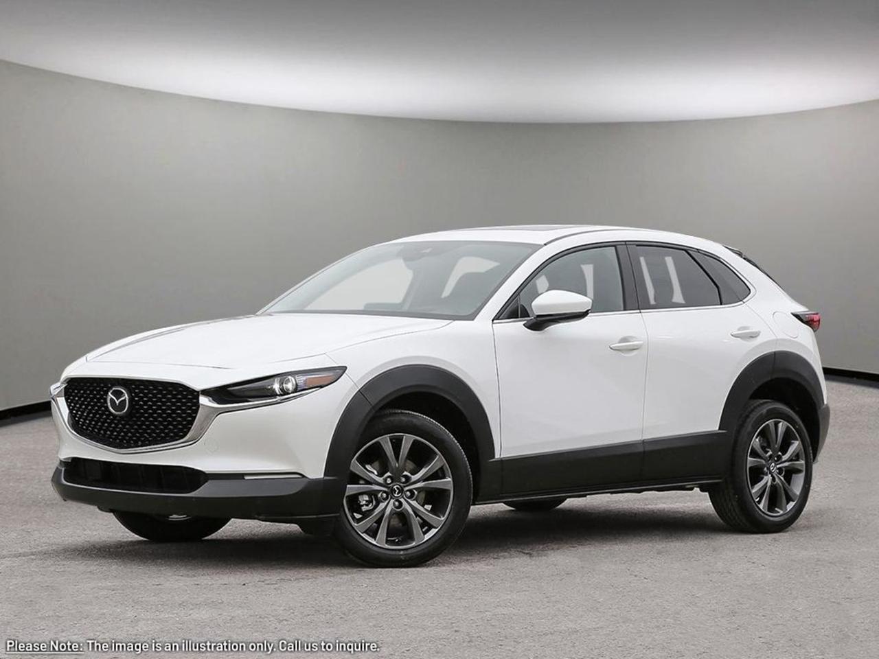 Discover the all-new 2026 Mazda CX-30 GS AWD  the perfect blend of style, performance, and advanced technology. Powered by a 2.5L SKYACTIV-G engine paired with a smooth 6-speed automatic transmission and full-time all-wheel drive, this crossover delivers confident handling and efficiency in all conditions. Enjoy a comfortable ride with heated front seats, dual-zone automatic climate control, and thoughtful interior touches like leatherette accents and an 8-speaker audio system connected through a vibrant 10.25 touchscreen with Mazda Connected Services. Safety is paramount, featuring lane departure prevention, blind spot warning, forward collision mitigation, and a rear camera for peace of mind. Plus, convenience shines with smart key push-button start, wireless charging, and dual USB ports. Drive the 2026 Mazda CX-30 GS AWD  your smart, stylish companion for every journey. Visit Go Mazda today to experience it firsthand!Go Mazda is an AMVIC licensed business.Please note that a new administration fee from Mazda Canada of $795 will apply to finance and cash purchases. effective February 1, 2024.