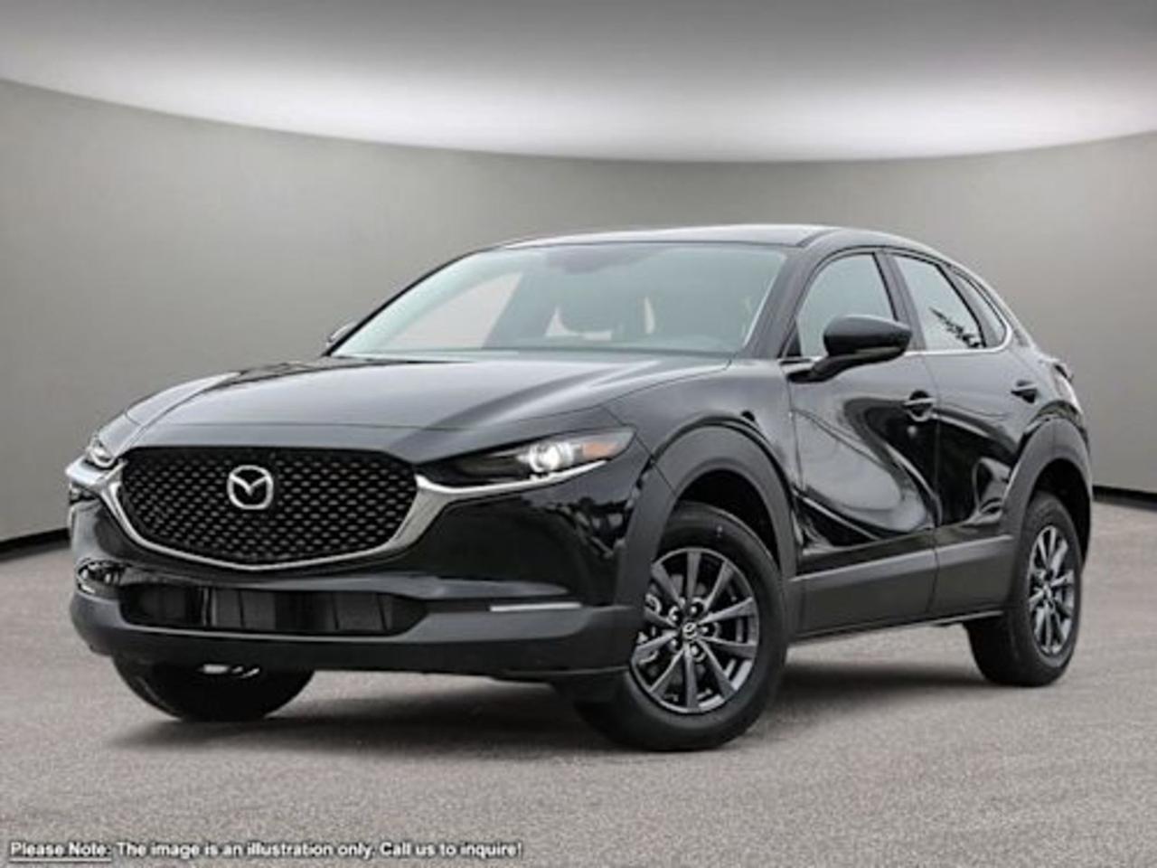 Experience the perfect blend of style, technology, and all-weather confidence with the new 2026 Mazda CX-30 GX AWD in sleek Black! Powered by a spirited 2.5L SKYACTIV-G engine paired with a smooth 6-speed automatic transmission, this compact SUV offers responsive driving and efficient performance. Enjoy enhanced traction and control with full-time all-wheel drive, ensuring you can tackle any road with ease.Inside, the black cloth interior surrounds you with comfort, featuring heated front seats, manual 8-way driver adjustments, and thoughtful conveniences like driver-selectable drivetrain modes and a modern 8.8-inch touchscreen with Mazda Connected Services. Advanced safety features such as lane departure prevention, blind spot warning, and forward collision mitigation keep you protected on every drive.With refined styling, LED headlights, and practical cargo solutions, the CX-30 GX AWD stands out as a versatile and sophisticated choice. Ready for your next adventure? Visit Go Mazda today and take the 2026 CX-30 GX for a test drive!Go Mazda is an AMVIC licensed business.Please note that a new administration fee from Mazda Canada of $795 will apply to finance and cash purchases. effective February 1, 2024.