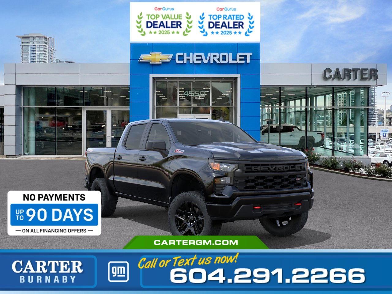 Purchase your new vehicle today and enjoy NO PAYMENTS FOR UP TO 90 DAYS. Upgrade with confidence, without stretching your budget!  WHY CARTER GM BURNABY?  - An unrivalled vehicle purchasing experience! - Exceeding our loyal customers expectations since 1963 - 4.5 Google star rating with 2,300+ customer reviews) - CarGurus Top-Rated Dealer 2025 Award - CarGurus Top Value Dealer 2025 Award - Vehicle trades welcome! Best price guaranteed! - We provide upfront pricing, zero hidden fees, and 100% transparency - Fast approvals and 99% acceptance rates (no matter your current credit status!) - Multilingual staff (many languages spoken) - Comfortable non-pressured environment with in-store television, WIFI and a childrens play area! - In-store restaurant: fresh daily menu        Were here to help you drive the vehicle you want, the vehicle you deserve! QUESTIONS? GREAT! WEVE GOT ANSWERS! To speak with a friendly vehicle specialist - CALL NOW! (Doc. Fee: $495.00 Dealer Code: D5505)