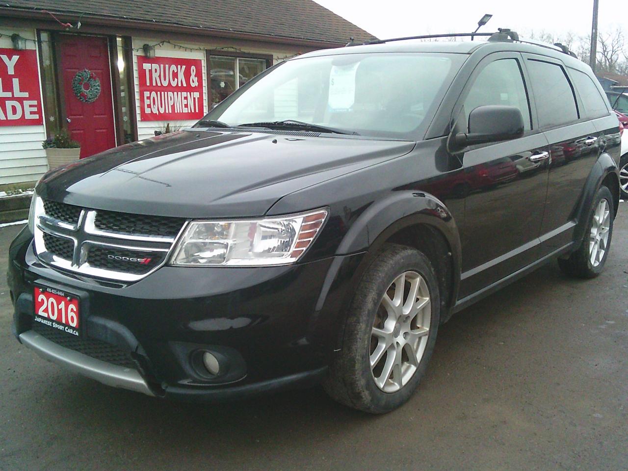 Safety & Warranty. 7 Passenger! (Third Row Seats). Service Records Available. Trades are welcome. Need financing? No problem, we deal with many financial companies that can help buyers finance the vehicle they want! Any credit welcome.
 Japanese Sport Car has been serving Canadians for over 25 years, and we strive to provide the best service possible to customers all over Canada! We now offer FREE vehicle delivery anywhere in the Niagara Region! Buy Ahead And Pickup From Our Location Or Have It Shipped Directly To Your Door! Ask Us Today! BUY WITH CONFIDENCE! OMVIC & UCDA Registered dealer, specializing in Commercial Trucks for over 25 years!

Full specs & features
2016 Dodge JOURNEY
Trim 
R/T
Powertrain 
Auto, AWD, 3.6L 6cyl, Gas
Odometer 
158,176 KM
Exterior/interior colour 
Black / Black
Seats 
7
Doors 
4
VIN 
3C4PDDFG2GT106011

Air Type: Air Conditioning
Seat Covering Type: Leather
Adjustable Steering Wheel
Cruise Control
Power Steering
Rear A/C
Rear Defrost
Radio Equipment: AM/FM/CD
Satellite Radio
Power Windows
Power Locks
Power Mirrors
Traction Control
Parking Distance Control
Power Seats: Driver
Heated Seats: Front Only
Roof Type: Hard Top
Luggage Rack
Fog Lights
Drive Train - All Wheel
ABS

We offer a comprehensive Client Care Package for only $799 which includes a certified safety inspection and a 2-year Silver Powertrain Warranty with UNLIMITED kilometers giving you confidence and coverage from day one. All prices do not include certification, applicable taxes (HST) and licensing fees. Without certification, as per OMVIC regulations, the vehicle is not road worthy, not E-tested, nor certified.