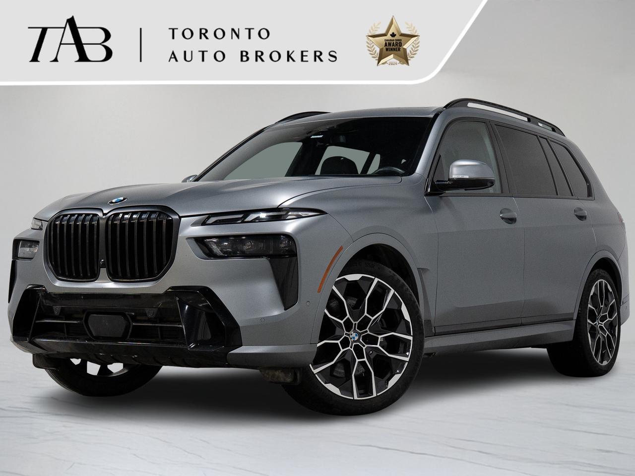 This 2024 BMW X7 xDrive40i is a Canadian vehicle with a clean Carfax report. offering peace of mind along with flagship-level luxury. Finished with the M Sport Pro package, this full-size 7-passenger SUV delivers a perfect blend of elegance, comfort, and athletic performance. 

Top Key Features:

*   PREMIUM ENHANCED PACKAGE (ZGT) - $6,900.00 CAD
*   M SPORT PACKAGE (ZQX) - $3,000.00 CAD
*   ADVANCED DRIVER ASSISTANCE PACKAGE (ZYU) - $2,500.00 CAD
*   M SPORT PRO PACKAGE (ZPZ) - $2,000.00 CAD
*   Connected Package ProfessionalSmart Device Integration Exterior
*   Frozen Pure Grey Metallic (CA) - $6,000.00 CAD
*   Seat Trim, Leather Seats - $2,900
*  Cooled and Heated Front Seats - $900.00
*  Massaging Seats - $700.00
*  Carbon Fibre trim - $1,000.00
*  Glass Controls - $900.00
7. BMW Curved Display with iDrive 8 Infotainment System
8. Apple CarPlay & Android Auto Integration
9. Premium Surround Sound System
10. Heated Power-Adjustable Front Seats with Memory
11. Heated Rear Seats
12. Heated Steering Wheel
13. Panoramic Glass Sunroof
14. Adaptive Air Suspension
15. Selectable Drive Modes (Comfort, Sport, Eco Pro)
16. Front & Rear Parking Sensors
17. Surround View Camera System
18. Keyless Entry & Push-Button Start
19. Advanced Driver Assistance Systems
20. Power Tailgate with Hands-Free Operation


NOW OFFERING 3 MONTH DEFERRED FINANCING PAYMENTS ON APPROVED CREDIT. 

WE OFFER THE BEST FINANCE RATES, AND DONT CHARGE ANY FINANCING FEE 

Looking for a top-rated pre-owned luxury car dealership in the GTA? Look no further than Toronto Auto Brokers (TAB)! Were proud to have won multiple awards, including the 2024 AutoTrader Best Priced Dealer, the 2024 CarGurus Award, the 2025 Top Choice Award, the 2025 Consumer Satisfaction Award, the 2025 Canadian Choice Award, the 2025 Three Best Rated Dealer Award, and many more!

With 30 years of experience serving the Greater Toronto Area, TAB is a respected and trusted name in the pre-owned luxury car industry. Our 30,000 sq.Ft indoor showroom is home to a wide range of luxury vehicles from top brands like BMW, Mercedes-Benz, Audi, Porsche, Land Rover, Jaguar, Aston Martin, Bentley, Maserati, and more. And we dont just serve the GTA, were proud to offer our services to all cities in Canada, including Vancouver, Montreal, Calgary, Edmonton, Winnipeg, Saskatchewan, Halifax, and more.

At TAB, were committed to providing a no-pressure environment and honest work ethics. As a family-owned and operated business, we treat every customer like family and ensure that every interaction is a positive one. Come experience the TAB Lifestyle at its truest form, luxury car buying has never been more enjoyable and exciting!

We offer a variety of services to make your purchase experience as easy and stress-free as possible. From competitive and simple financing and leasing options to extended warranties, aftermarket services, and full history reports on every vehicle, we have everything you need to make an informed decision. We welcome every trade, even if youre just looking to sell your car without buying, and when it comes to financing or leasing, we offer same day approvals, with access to over 50 lenders, including all of the banks in Canada. Feel free to check out your own Equifax credit score without affecting your credit score, simply click on the Equifax tab above and see if you qualify.

Call us today or visit our website to learn more about our inventory and services. And remember, all prices exclude applicable taxes and licensing, and vehicles can be certified at an additional cost of $999.