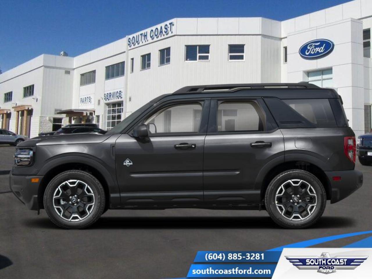 <b>Heated Steering Wheel,  Remote Start,  Fog Lamps,  Heated Seats,  Adaptive Cruise Control!</b><br> <br> The 2026 Ford Bronco Sport brings together off-road poise, practical scale and trail-inspired character into a compelling compact package. <br> <br>The 2026 Ford Bronco Sport combines rugged styling, modern tech and flexible utility to create a compact SUV that doesnt compromise on spirit. Inside, the cabin features quality materials, intuitive connectivity and thoughtful design to keep passengers comfortable and engaged. With its trail-ready attitude, confident presence and Fords heritage of capability, the Bronco Sport is built to carry your lifestyle forward.<br> <br>This Shadow Black SUV has a 8 Speed Automatic transmission and is powered by a 181HP 1.5L 3 Cylinder Engine. <br> <br> Our Bronco Sports trim level is Outer Banks. Inside, premium-trimmed heated sport contour seats, a power-adjustable drivers seat with memory, and a heated leatherette steering wheel deliver comfort and control for every journey. The intuitive SYNC 4 infotainment system with a 13.2-inch touchscreen, wireless Apple CarPlay and Android Auto, Alexa integration, and adaptive cruise control with stop-and-go ensure seamless connectivity and convenience on the road. Dual-zone automatic climate control, smart device remote start, and a proximity key with push-button ignition add everyday ease, while thoughtful touches like ambient lighting, premium interior accents, and ample cargo versatility enhance practicality. Outside, 18-inch ebony black-painted aluminum wheels, LED headlights, and black body trim create a bold and athletic presence complemented by off-road-ready features like all-season tires, a Terrain Management System with five G.O.A.T. modes, and part- and full-time four-wheel drive. Safety comes standard with Ford Co-Pilot360 technology, including BLIS with Cross-Traffic Alert, Pre-Collision Assist with Automatic Emergency Braking, Lane Keeping Assist, Rear Cross-Traffic Braking, and a rearview camera, providing confidence and peace of mind whether navigating city streets or taking the scenic route. This vehicle has been upgraded with the following features: Heated Steering Wheel, Remote Start, Fog Lamps, Heated Seats, Adaptive Cruise Control, Lane Keep Assist, Collision Mitigation.<br><br> View the original window sticker for this vehicle with this url <b><a href=http://www.windowsticker.forddirect.com/windowsticker.pdf?vin=3FMCR9CN0TRE36216 target=_blank>http://www.windowsticker.forddirect.com/windowsticker.pdf?vin=3FMCR9CN0TRE36216</a></b>.<br> <br>To apply right now for financing use this link: <a href=https://www.southcoastford.com/financing/ target=_blank>https://www.southcoastford.com/financing/</a><br><br> <br/>    5.49% financing for 84 months. <br> Buy this vehicle now for the lowest bi-weekly payment of <b>$346.73</b> with $0 down for 84 months @ 5.49% APR O.A.C. ( taxes included, $595 Administration Fee included    / Total Obligation of $57496  ).  Incentives expire 2026-02-02.  See dealer for details. <br> <br>Call South Coast Ford Sales or come visit us in person. Were convenient to Sechelt, BC and located at 5606 Wharf Avenue. and look forward to helping you with your automotive needs. <br><br> Come by and check out our fleet of 20+ used cars and trucks and 90+ new cars and trucks for sale in Sechelt.  o~o