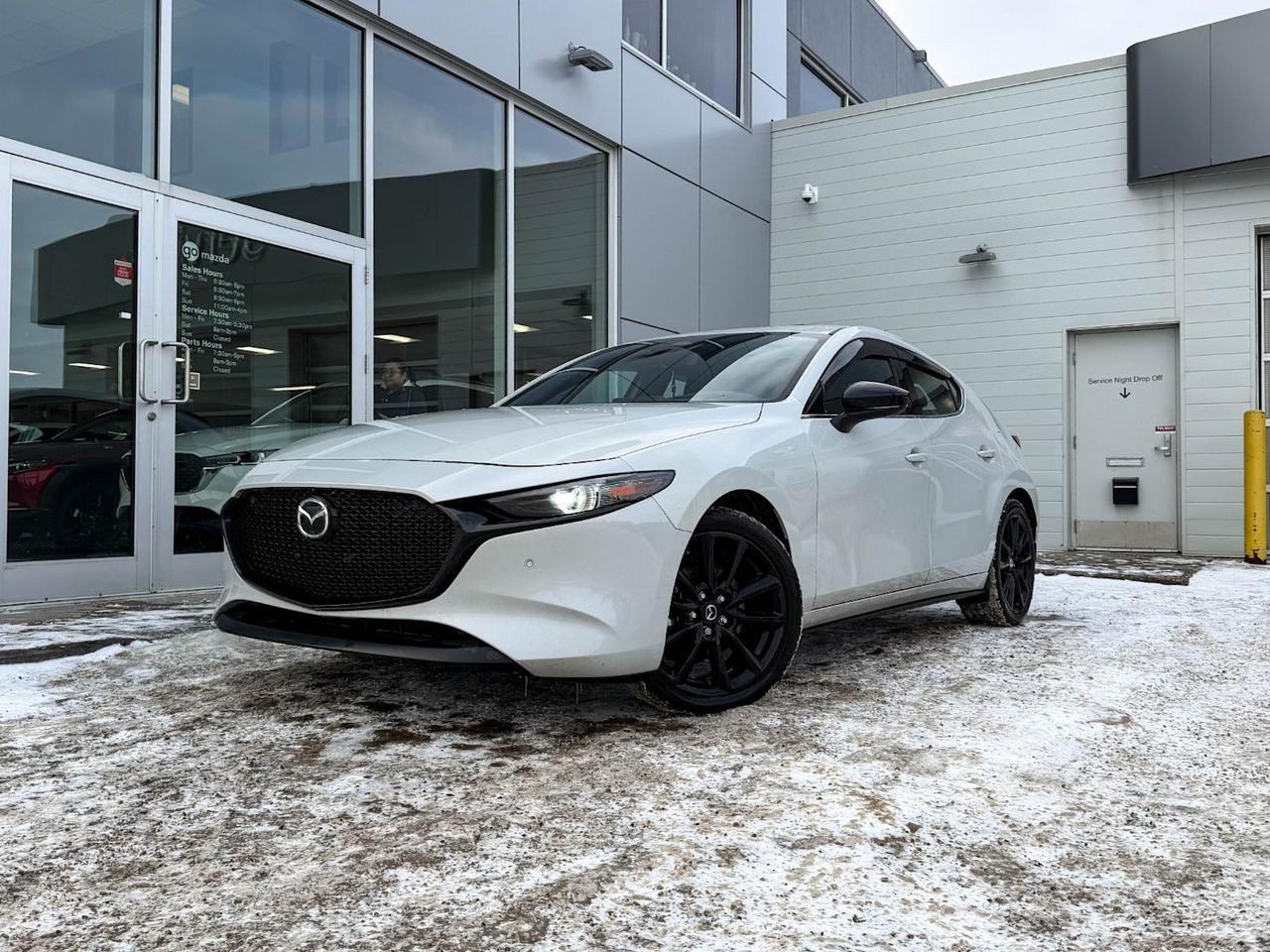 Introducing this pre-owned 2024 Mazda Mazda3 Sport GT w/Turbo, a perfect blend of sporty performance and luxurious comfort packed with advanced AWD capability. Powered by a spirited 2.5L SKYACTIV-G turbocharged engine paired with a smooth 6-speed SKYACTIV-Drive automatic transmission, it delivers a dynamic driving experience with precision and efficiency.Enjoy premium comfort with heated leather-trimmed front seats, dual-zone automatic climate control, and a spacious interior designed for convenience and style. The sophisticated tech suite features an 10.2-inch touchscreen with integrated navigation, Bose premium sound system, wireless smart device charging, and multiple USB ports to keep you connected on the go.Safety is paramount with 10 airbags, lane departure prevention, blind spot warning, forward and rear collision mitigation, adaptive LED headlights, and an all-wheel-drive system that enhances traction in all conditions. The sport-tuned suspension and 18 black alloy wheels add a bold, athletic edge to its sleek design.This Mazda3 Sport GT w/Turbo is the ideal vehicle for those seeking spirited performance, advanced technology, and refined comfort in one stylish package. Visit Go Mazda today to experience this thrilling model firsthand!Go Mazda is an AMVIC licensed business.Showing a CarFax incident with no reported amount.