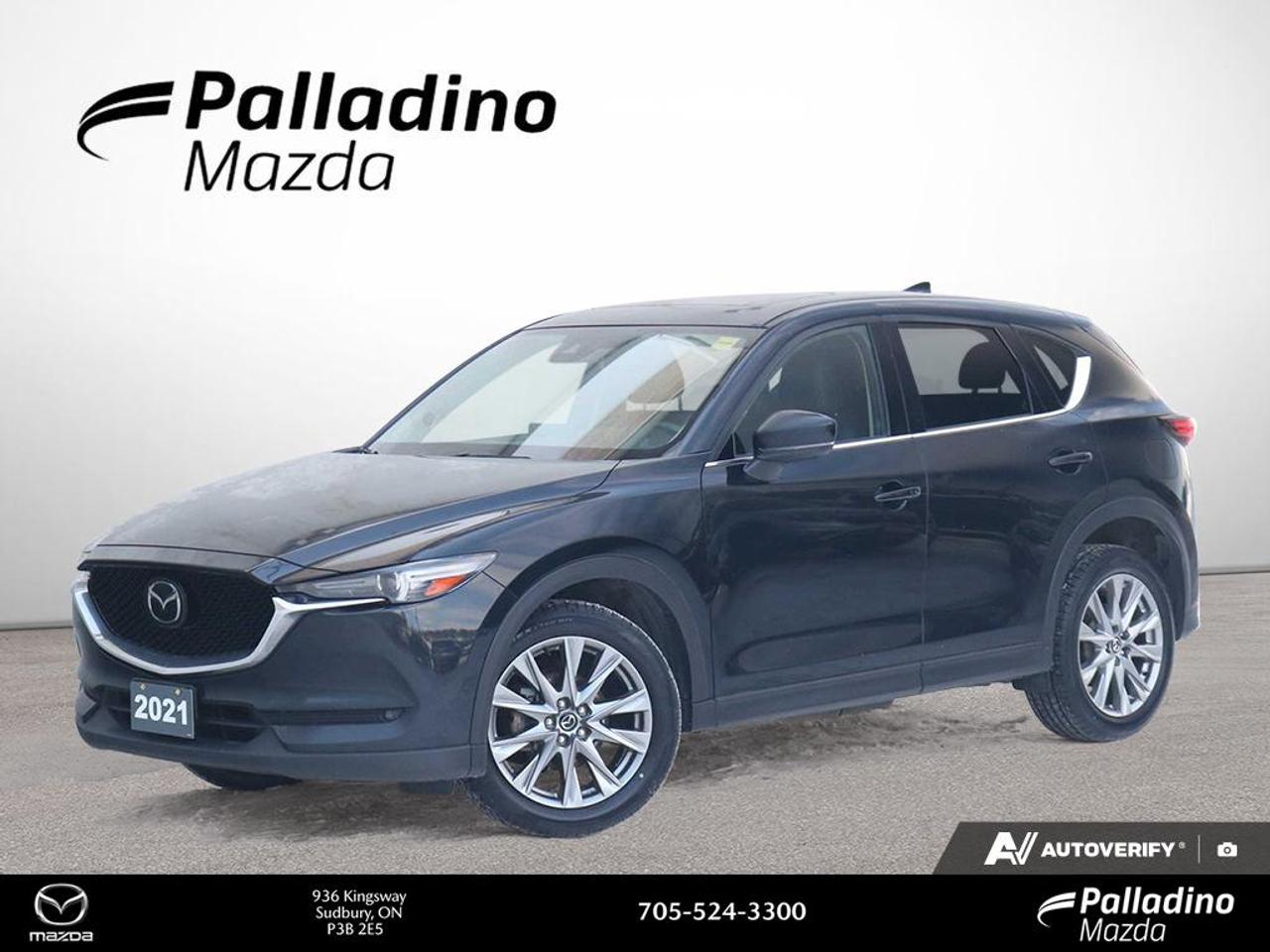 Meet the 2021 Mazda CX-5 GT, a refined compact SUV sold by Palladino Mazda and located in Greater Sudbury. CARFAX Canada reports no accident, so you can shop with added confidence. Finished in Black, this CX-5 GT brings a clean, upscale look that suits city streets and northern highways alike.

With 103,480 km, this used 2021 Mazda CX-5 GT is ready for the next chapter. Under the hood is a 2.5 L SKYACTIV-G DOHC 16-valve inline 4-cylinder engine, paired with a 6-speed SKYACTIV-Drive automatic transmission. The result is a smooth, predictable drive that feels well matched to daily commuting and weekend trips.

This 2021 Mazda CX-5 GT also comes with all-wheel drive (traction intégrale), a key advantage for Greater Sudbury winters. Whether you are dealing with slush, packed snow, or wet spring roads, all-wheel drive helps you stay composed when conditions change. It is a practical choice for drivers who want year-round confidence without giving up comfort.

At Palladino Mazda, we know many shoppers want a vehicle that feels premium without being complicated. The 2021 Mazda CX-5 GT delivers that balance with Mazdas focused engineering and driver-first layout. If you are looking for a well kept SUV with proven Mazda reliability, this one deserves a closer look.

ADVANCED SAFETY FEATURES  
»» CARFAX Canada reports no accident history  
»» All-wheel drive for added road stability  
»» Predictable automatic shifting in slippery conditions  
»» Confident handling for everyday traffic flow  

PERFORMANCE AND EFFICIENCY  
»» 2.5 L SKYACTIV-G four-cylinder engine  
»» 6-speed SKYACTIV-Drive automatic transmission  
»» Smooth power delivery for daily driving  
»» Tuned for responsive, controlled acceleration  

COMFORT AND CONVENIENCE  
»» SUV ride height for easier entry  
»» Practical size for city parking  
»» Comfortable layout for daily commuting  
»» Easy driving manners in busy areas  

TECHNONOLGY AND CONNECTIVITY  
»» Driver-focused controls for simple operation  
»» Clear instrument layout for quick checks  
»» Modern Mazda interface design and feel  
»» Built for easy everyday usability  

CARGO SPACE  
»» SUV cargo area for daily errands  
»» Room for groceries and weekend bags  
»» Practical rear space for active lifestyles  
»» Versatile layout for changing needs  

WHAT OTHER OWNERS LIKE  
»» Confident all-wheel drive in winter weather  
»» Smooth, refined Mazda driving feel  
»» Practical size with useful cargo space  
»» Reliable daily performance from 2.5 L engine  

This 2021 Mazda CX-5 GTs VIN is: JM3KFBDM4M0114466.

The advertised price is for financing only and applies exclusively to vehicles eligible for financing. Vehicles sold as-is are not eligible for financing and require full payment at purchase. All cash purchases of finance-eligible vehicles will be subject to an additional $2,501.00. This advertised price also does not include taxes and licensing fees. For as-is vehicles: the motor vehicle sold under this contract is being sold as-is and is not represented as being in road worthy condition, mechanically sound or maintained at any guaranteed level of quality.<p> a refined compact SUV sold by Palladino Mazda and located in Greater Sudbury. CARFAX Canada reports no accident</p>
<p> this used 2021 Mazda CX-5 GT is ready for the next chapter. Under the hood is a 2.5 L SKYACTIV-G DOHC 16-valve inline 4-cylinder engine</p>
<p> predictable drive that feels well matched to daily commuting and weekend trips.

This 2021 Mazda CX-5 GT also comes with all-wheel drive (traction intégrale)</p>
<p> all-wheel drive helps you stay composed when conditions change. It is a practical choice for drivers who want year-round confidence without giving up comfort.

At Palladino Mazda</p>
<p> we know many shoppers want a vehicle that feels premium without being complicated. The 2021 Mazda CX-5 GT delivers that balance with Mazdas focused engineering and driver-first layout. If you are looking for a well kept SUV with proven Mazda reliability</p>
<p> this one deserves a closer look.

ADVANCED SAFETY FEATURES  
»» CARFAX Canada reports no accident history  
»» All-wheel drive for added road stability  
»» Predictable automatic shifting in slippery conditions  
»» Confident handling for everyday traffic flow  

PERFORMANCE AND EFFICIENCY  
»» 2.5 L SKYACTIV-G four-cylinder engine  
»» 6-speed SKYACTIV-Drive automatic transmission  
»» Smooth power delivery for daily driving  
»» Tuned for responsive</p>
<p> controlled acceleration  

COMFORT AND CONVENIENCE  
»» SUV ride height for easier entry  
»» Practical size for city parking  
»» Comfortable layout for daily commuting  
»» Easy driving manners in busy areas  

TECHNONOLGY AND CONNECTIVITY  
»» Driver-focused controls for simple operation  
»» Clear instrument layout for quick checks  
»» Modern Mazda interface design and feel  
»» Built for easy everyday usability  

CARGO SPACE  
»» SUV cargo area for daily errands  
»» Room for groceries and weekend bags  
»» Practical rear space for active lifestyles  
»» Versatile layout for changing needs  

WHAT OTHER OWNERS LIKE  
»» Confident all-wheel drive in winter weather  
»» Smooth</p>
<p> refined Mazda driving feel  
»» Practical size with useful cargo space  
»» Reliable daily performance from 2.5 L engine  

This 2021 Mazda CX-5 GTs VIN is: JM3KFBDM4M0114466.

The advertised price is for financing only and applies exclusively to vehicles eligible for financing. Vehicles sold as-is are not eligible for financing and require full payment at purchase. All cash purchases of finance-eligible vehicles will be subject to an additional $2</p>
<p>501.00. This advertised price also does not include taxes and licensing fees. For as-is vehicles: the motor vehicle sold under this contract is being sold as-is and is not represented as being in road worthy condition</p>