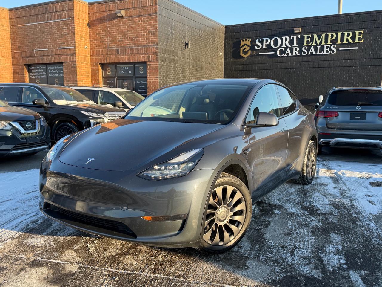 *FULLY LOADED* *LONG RANGE* *AWD* *MINT CONDITION* *HEATED SEATS* *CERTIFIED* *AUTOMATIC* *REVERSE CAMERA* *BLIND SPOT MONITORING* Safety Certified included in Price | By Appointment Only: 416-606-7758 Year :2023 Price: $35,880+HST Make: Tesla Model: Y Trim: Long Range AWD Kms: 67,640 Sport empire cars Offering a beautiful Tesla Model Y Long Range AWD with only 67,640 kms!! For the affordable price of $35,880+HST and licensing. Beautiful Gray exterior with a Black leather interior. Vehicle COMES SAFETY CERTIFIED!! Professionally detailed and ready to go. Perfect combination of reliability, comfort and luxury. Buy with Trust with an Ontario registered dealer. VIN: LRWYGDEE2PC264644