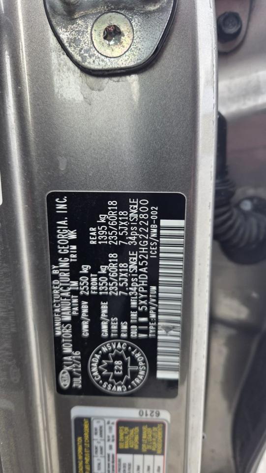 2017 Kia Sorento EX V6, 7 PASSENGER, LEATHER, LOADED, CERTIFIED Photo