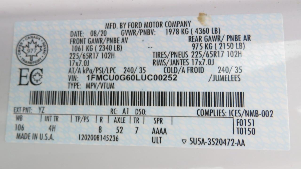 2020 Ford Escape SE FWD Photo