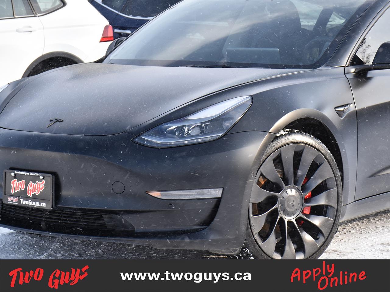 2022 Tesla Model 3 Performance AWD   Matte Wrap   Black Lthr Photo