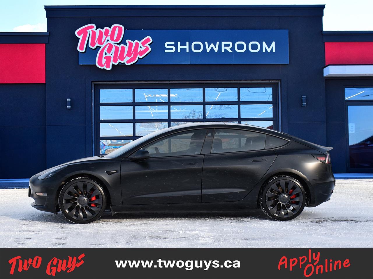 2022 Tesla Model 3 Performance AWD   Matte Wrap   Black Lthr Photo