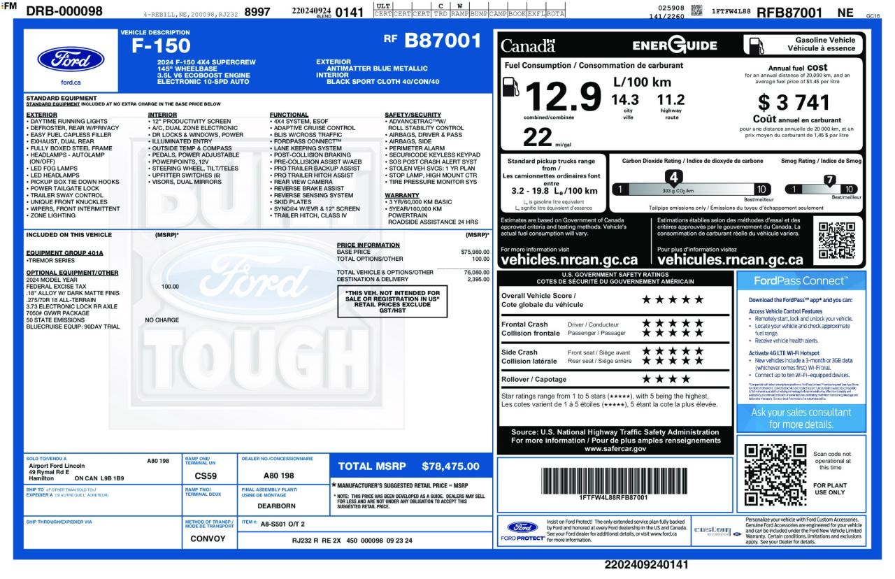 2024 Ford F-150 Tremor 401A|1 OWNER| NO ACCIDENTS| WARRANTY REMAINING Photo