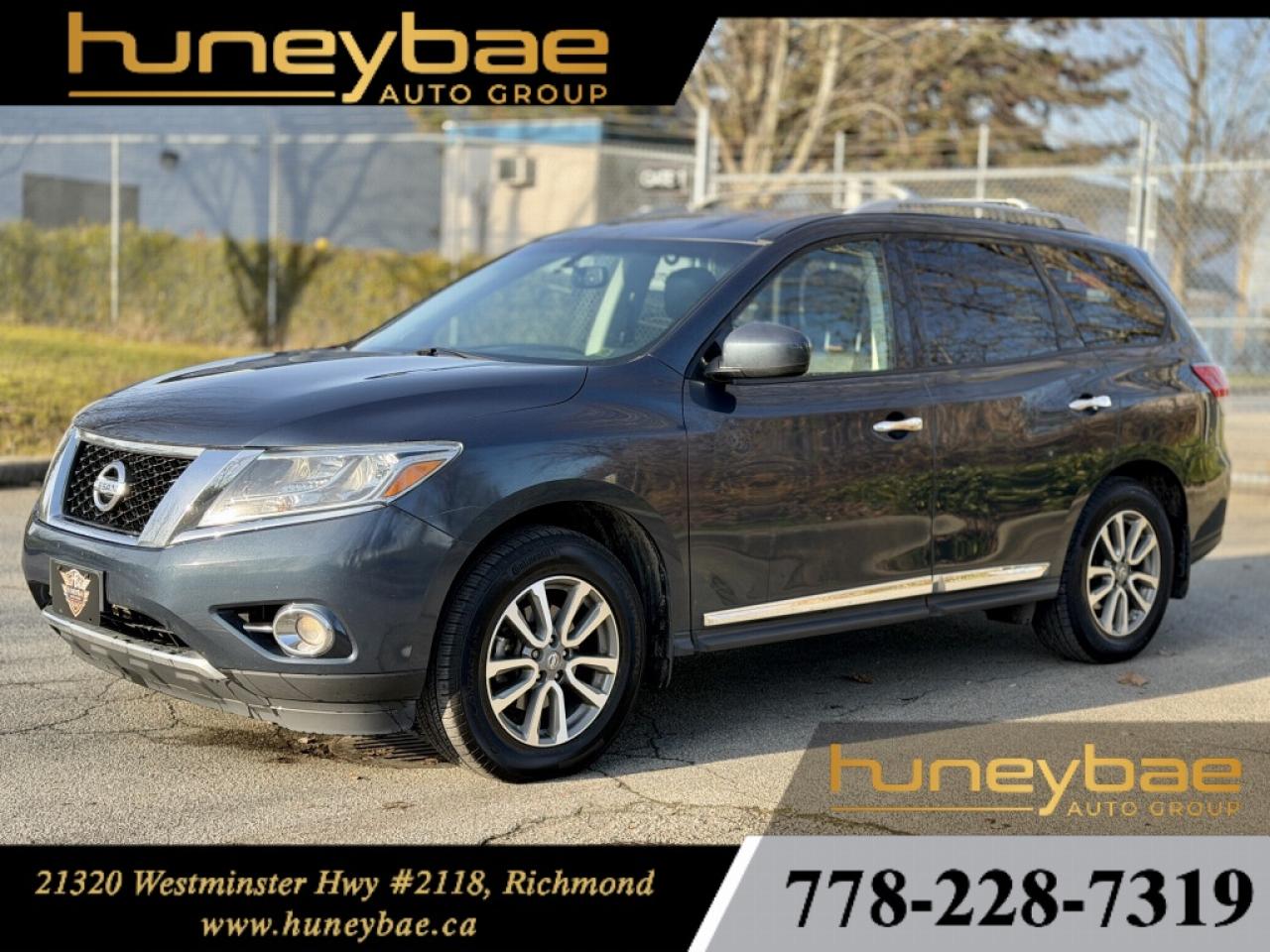 <p data-start=92 data-end=186><strong data-start=92 data-end=141>2014 Nissan Pathfinder SL | AWD | 7 Passenger</strong><br data-start=141 data-end=144 /> Fresh Trade | Family SUV<br data-start=168 data-end=171 />  Clean Title</p>
<p data-start=188 data-end=376>This <strong data-start=193 data-end=222>2014 Nissan Pathfinder SL</strong> offers spacious comfort, strong all-wheel-drive capability, and versatile practicality&mdash;perfect for families, road trips, and year-round Canadian driving.</p>
<p data-start=378 data-end=712><strong data-start=378 data-end=408>Key Features & Highlights:</strong><br data-start=408 data-end=411 /> &bull; All-Wheel Drive<br data-start=428 data-end=431 /> &bull; 7-Passenger Seating<br data-start=452 data-end=455 /> &bull; Leather Interior<br data-start=473 data-end=476 /> &bull; Heated & Ventilated Front Seats<br data-start=509 data-end=512 /> &bull; Heated Steering Wheel<br data-start=535 data-end=538 /> &bull; Backup Camera<br data-start=553 data-end=556 /> &bull; <strong data-start=558 data-end=579>Navigation System</strong><br data-start=579 data-end=582 /> &bull; Power Sunroof<br data-start=597 data-end=600 /> &bull; Power Liftgate<br data-start=616 data-end=619 /> &bull; Tri-Zone Climate Control<br data-start=645 data-end=648 /> &bull; Touchscreen Infotainment System<br data-start=681 data-end=684 /> &bull; Smooth, Comfortable Ride</p>
<p data-start=714 data-end=763>Well maintained and <strong data-start=734 data-end=762>ready for its next owner</strong>.</p>
<p data-start=765 data-end=842><strong data-start=765 data-end=797>Viewings by appointment only</strong><br data-start=797 data-end=800 /> Call or email to book your private viewing</p>
<p data-start=844 data-end=892><strong data-start=844 data-end=855>Stock #</strong> HB518<br data-start=861 data-end=864 /> <strong data-start=864 data-end=884>Dealer License #</strong> 50529</p>
<p data-start=894 data-end=987>Don&rsquo;t like your current car?<br data-start=922 data-end=925 /> New to Canada?<br data-start=939 data-end=942 /> No credit / Bad credit?<br data-start=965 data-end=968 /> High interest rate?</p>
<p data-start=989 data-end=1074> <strong data-start=992 data-end=1009>Call or Text:</strong> 778-228-7319<br data-start=1022 data-end=1025 /> <strong data-start=1025 data-end=1053>WE WILL GET YOU APPROVED</strong> (conditions apply)</p>
<p data-start=1076 data-end=1222><strong data-start=1076 data-end=1091>Disclaimer:</strong> All used vehicles are subject to a $995 documentation fee plus applicable taxes. Pricing may vary depending on vehicle and lender.</p>