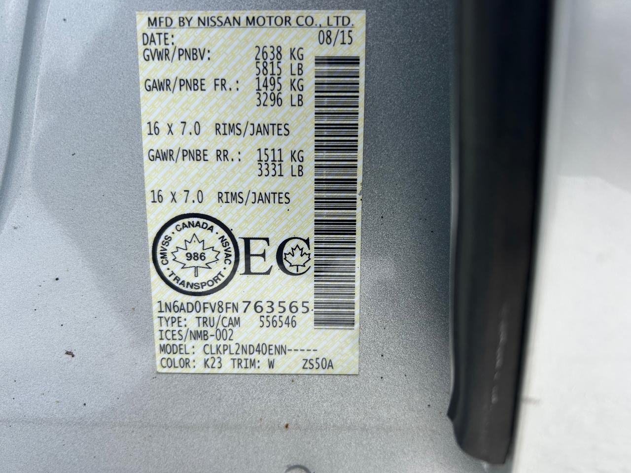 2015 Nissan Frontier SV Photo