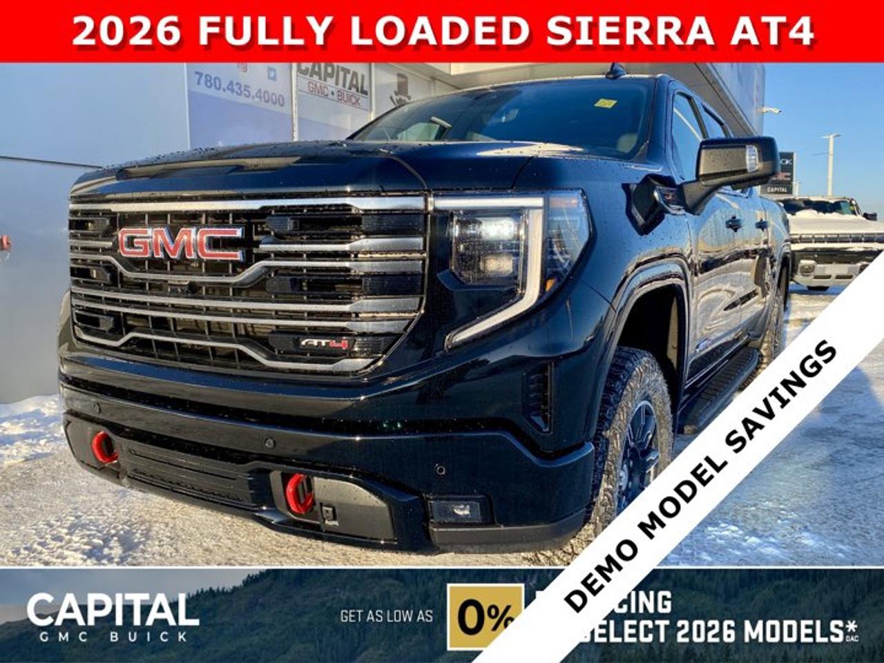 Dont miss out on this limited production Sierra 1500 AT4! Fully Equipped with the Premium Plus Package, Technology Package, Heated and Cooled Bucket Seats, Heated Rear Seats, Heated Steering, 360 CAM, 15 Heads-up Display, Rear Streaming Camera Mirror, Body Color Wheel Arch Moldings, Power Sunroof, Wireless Charger, Dual Exhaust, 2 Inch Factory Lift and so much more... This rare truck can be yours so CALL NOWAsk for the Internet Department for more information or book your test drive today! Text 507-585-4395 for fast answers at your fingertips!AMVIC Licensed Dealer - Licence Number B1044900