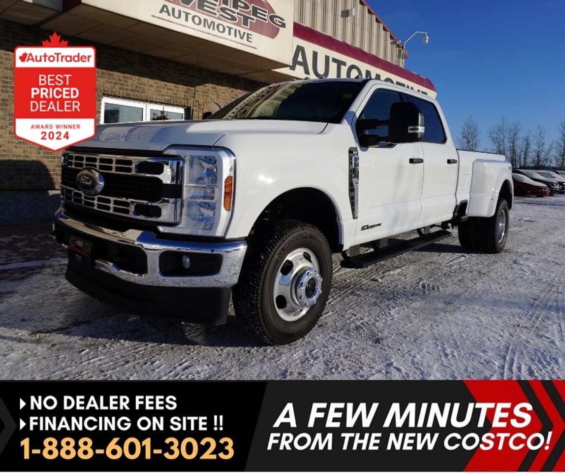 *** Dealer arranged financing on site! Quick, Simple,  no calls or waiting on bank appointments required!! Drive away today ***   NO ADMINISTRATION FEES!!

RARE FIND!! TRUCK IS STILL AS BRAND NEW --  ONLY 750KMS ON IT, YES 750KMS!!! VERY WELL EQUIPPED, AND HARD TO FIND F-350 DUALLY STILL NEW! NEW GENERATION 2024 Ford F-350 DUALLY CREW XLT PREMIUM PACKAGE FX4 OFF ROAD 4X4 6.7L POWERSTROKE DIESEL 4X4 WITH FULL 8FT BOX,  WELL EQUIPPED INCLUDING 10 SP TRANS, POWER SEATS, TOW PACKAGE INCLUDING FACTORY FIFTH WHEEL/GOOSE-NECK PREP KIT & MORE! STILL NEW TRUCK WITH ONLY 750KMS WESTERN CANADIAN LEASE RETURN THAT DID NOT GET USED!! VERY HARD TO FIND POWERSTROKE DUALLY!! 

- 6.7L POWERSTROKE DIESEL (475hp / 1050 lb-ft tq) 
- ALL NEW 10-Speed automatic transmission with drive modes and PTO ready
- Auto 4x4 with 2 stage transfer case
- Electronic-Locking w/3.55 Axle Ratio
- 410 AMP Alternator
- Power Buckets and console (5-passenger seating with FULL center console)
- Power adjustable foot pedals 
- Premium Large Screen Multimedia audio system with AUX, USB, CD, and Satellite 
- Apple Carplay and Android along with WIFI
- Sync 4 Bluetooth phone and media connectivity 
- Factory Remote Starter
- Remote and door Key-Pad Entry 
- Backup camera
- OEM Power Inverter 
- Full HD factory tow package
- Factory Fith Wheel and Gooseneck prep package
- Platford step/running boards
- Box side step
- rear bumper step
- Factory Brake controller
- Engine Exhaust brake
- Power Folding & power extending tow mirrors 
- Fog lights and Tow Hooks
- Chrome Appearance package 
- Dark Privacy glass 
- All Weather factory Floor mats
- Factory Spray-in box liner
- Polished Aluminum Premium rims
- Read below for more info... 

MUST SEE WITH ONLY 750KMS!!!! STILL BRAND NEW TRUCK VERY HARD-TO-FIND F-350 POWERSTROKE DUALLY NEW GENERATION 2024 F350 SUPER DUTY THATS THE RIGHT TRUCK WITH THE RIGHT OPTIONS! READY TO WORK FOR YOUR CREW OR FAMILY. THESE SUPER DUTYS ARE EXTRA TOUGH, AND THIS ONE IS STILL BRAND NEW WITH ONLY 750KMS!!! - This Ford F-350 SUPER DUTY DUALLY CREW CAB XLT PREMIUM EDITION IS AN EXTRA CLEAN TRUCK INSIDE AND OUT. You will not be disappointed! It is loaded with all the right options including the STRONG Work and Tow ready 6.7L POWERSTROKE TURBO DIESEL engine producing 475 HP and MASSIVE 1050 lbs of pulling torque and THE ALL- NEW 10-speed automatic transmission with PTO ready. This truck comes complete with Premium package, engine exhaust brake, auto 2 stage 4x4, locking rear differential with a pull of a button, 5-passenger, 8-way power bucket seats with a full large center console, Premium large screen Ford SYNC infotainment with Bluetooth for phone and media connectivity, air, tilt, cruise, PW, PL, with CD, AUX, USB and satellite input, backup camera, full factory High Capacity tow package including factory fifth wheel/gooseneck prep kit, with brake controller, Power extendable & power folding heated tow mirrors, remote entry, Factory Command start, tow hooks, running boards, fog lamps, Tow Hooks, premium Aluminum polished rims with Michelin Tires and so much more. This truck is basically brand new with only 750kms on it! Truck was fleet purchased but never used! Ready for all your work or pleasure hauling or towing needs!!  


 Comes with a Manitoba Safety Certification, and we have many Extended Powertrain warranties available on your vehicle purchase up to 10-year coverage (on eligible vehicles see dealer for details). Financing on site with Zero down financing OAC. Trades accepted. View at Winnipeg West Automotive Group, 5195 Portage Ave. (only a couple of minutes past the new Costco) Dealer permit # 6007, Call now 1(888) 601-3023. This Car is located in Winnipeg Manitoba,  however we can have it shipped anywhere in North America relatively inexpensively.