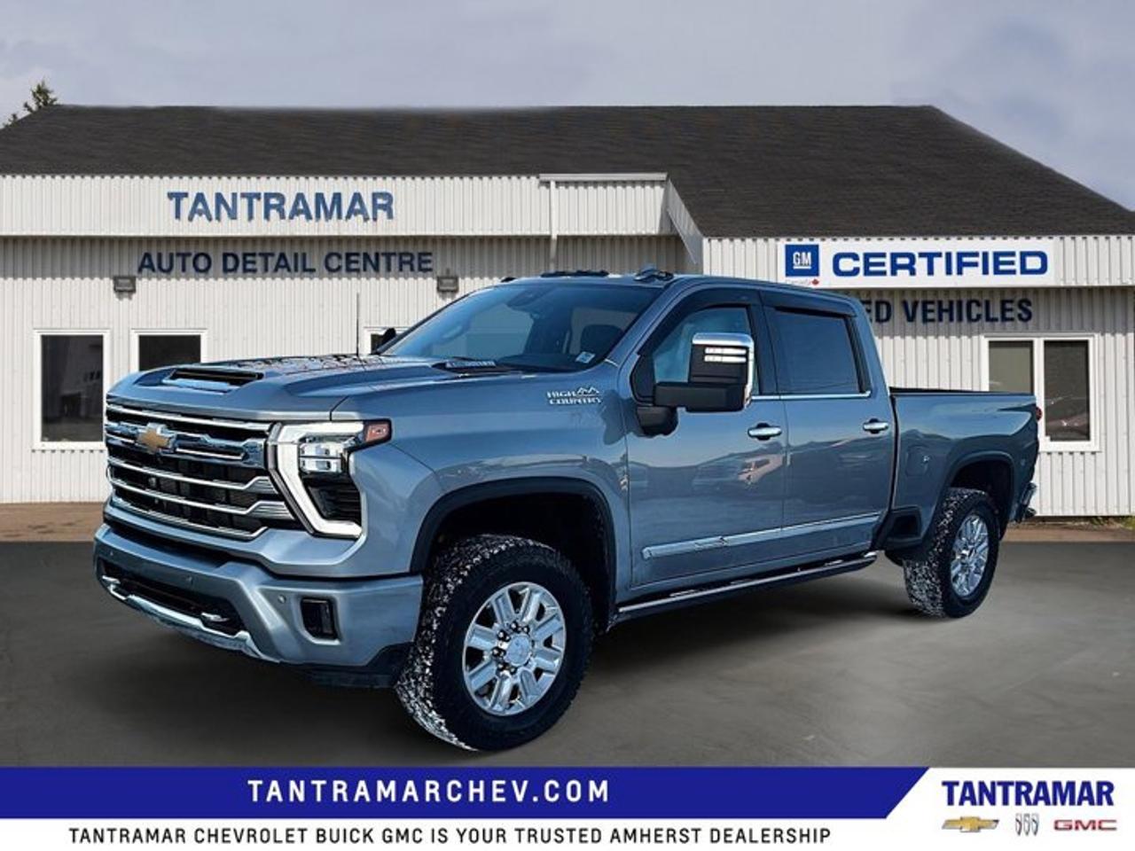 Recent Arrival! Sterling Gray Metallic 2024 Chevrolet Silverado 2500HD High Country 4WD 10-Speed Automatic Duramax 6.6L V8 TurbodieselLOCAL TRADE, ONE OWNER, NON SMOKER, NEW TIRES, Value Market Pricing, 10-Speed Automatic, 4WD, Jet Black/Umber Leather.Certified. GM Certified Details:* 3 months or 5,000 kilometres (whichever comes first) which can be extended or upgraded to an even more comprehensive Certified Pre-Owned Vehicle Protection Plan* 3.99% Financing for 24 Months On Selected Certified Pre-Owned Vehicles 24 Months - 3.99% 36 Months  3.99% 48 Months  4.49% 60 Months - 4.99% 72 Months  4.99% 84 Months - 5.49% Rate valid for the period from January 3, 2026 - March 31, 2026* Exchange policy is 30 days or 2,500 kilometres, whichever comes first* 24/7 roadside assistance for 3 months or 5,000 km (whichever comes first)* 150+ Point Inspection* 1-month OnStar trial and sign up for a paid plan to enjoy the first two months on us. GM Owner Centre and Mobile App. Free SiriusXM Trial