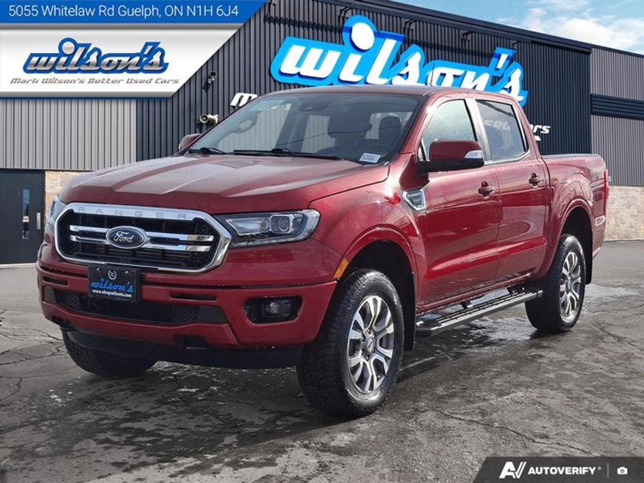 Check out this certified 2021 Ford Ranger LARIAT 4WD | Crew | Leather | Heated Seats | Tow Pkg | CarPlay + Android | Rear Camera | Power Seat . Its Automatic transmission and 2.3 L engine will keep you going. This Ford Ranger features the following options: Tow Package, Reverse Camera, Leather, Air Conditioning, 4WD, Bluetooth, Heated Seats, Tilt Steering Wheel, Steering Radio Controls, and Power Windows. See it for yourself at Mark Wilsons Better Used Cars, 5055 Whitelaw Road, Guelph, ON N1H 6J4.MASSIVE SELECTION: 500+ vehicles in ONE LOCATION, all Live Market Priced for the best value!STRAIGHTFORWARD & TRANSPARENT PRICING: Our Advertised Price INCLUDES:Safety Certification! (No separate certification fee upcharge).FREE Carfax History Report!NO upcharge for paying cash!CONFIDENCE & PEACE OF MIND: 30-Day/3,000 km Warranty INCLUDED! Plus a 5-Day Exchange Privilege!*EASY FINANCING: Better-than-bank rates, $0 Down, and 3 Months No Payments available OAC. BAD CREDIT APPROVED HERE!WE BUY CARS: Get Top Dollar for your trade, or sell us your vehicle for CASH even if you dont buy ours!www.shopwilsons.comAn Honest, Transparent Buying Experience. Trusted in business since 1961!(Cash Prices Exclude HST and Licensing Fees only.)
