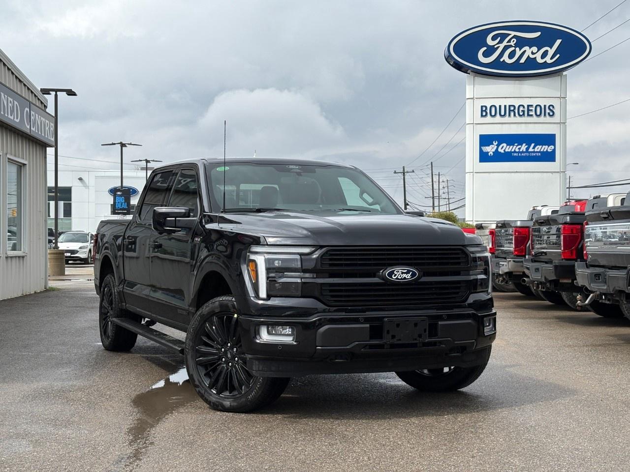 <p>The 2026 Ford F-150 Platinum is a powerhouse on wheels, boasting a bold and sophisticated Black exterior tailored for those passionate about performance and style. With its 4x4 drivetrain, this truck offers unmatched handling and stability, making it the ideal companion for any adventure.</p><p>Step inside and experience the refined luxury of its Black interior, where every detail has been crafted for comfort. The F-150 Platinum features premium leather seats with both heating and cooling options, ensuring comfort in any season. The attention to detail is second to none, with a leather steering wheel and sleek aluminum trim accents enhancing the cabin's sophisticated look.</p><p>State-of-the-art technology makes every drive a sheer pleasure. The intuitive navigation system is complemented by a vibrant heads-up display, while the comprehensive safety suite includes lane assist, adaptive cruise control, and parking sensors for confidence-inspiring driving. Stay seamlessly connected with Bluetooth, smart device integration, and a Wi-Fi hotspot.</p><p>If you're an enthusiast seeking a combination of luxury, performance, and advanced technology, this truck is perfect for you. Contact our dealership today to learn more and take the first step towards owning this remarkable 2026 Ford F-150 Platinum.</p> <p><span style=color:rgb( 58 , 80 , 95 )>The discount shown on vehicle represents the </span><u>Cash Purchase</u><span style=color:rgb( 58 , 80 , 95 )> discount and is inclusive of all non-stackable and stackable cash purchase discounts from Ford of Canada and Bourgeois Motors Ltd. and is offered in lieu of sub-vented lease or finance rates. To get details on current discounts applicable to this and other vehicles in our inventory for Lease and Finance customer, see a member of our team. All offers for lease or finance are On Approved Credit (OAC).While every effort is made to ensure the accuracy of discounts and programs, programs are subject to change without notice </span><span style=color:rgb( 119 , 119 , 119 )>and may not be accurate or completely current. While every reasonable effort is made to ensure the accuracy of this data, we are not responsible for any errors or omissions contained on these pages.</span></p> <p><strong>Why Choose the Bourgeois Auto Group?</strong></p><p>For 80 years, Bourgeois Auto Group has been delivering exceptional automotive experiences. Our factor trained teams work to ensure you receive the shopping experience you deserve; whether you're looking for a new or new-to-you vehicle.</p><p>Shop 24/7 with our online showroom and chat service, ensuring convenience every step of the way. No hidden fees, full disclosure, and every pre-owned vehicle comes with a Carfax® report for peace of mind.</p><p>We offer a wide selection of pre-owned vehicles, all competitively priced using real-time market data. Get the best deal on your purchase and trade-in with our free Live Market Analysis report.</p><p>Looking to sell your car? We buy any make or modelno purchase required. Our simple to use online trade valuation tool will provide you with a clear, transparent selling experience whether you buy our car or not.</p><p>Backed by hundreds dedicated employees across 4 convenient locations, were here to meet all your automotive needs. Visit us in Midland or Parry Sound and explore our inventory or schedule your next service today.</p> <p><strong>Financing Your Next Vehicle with Bourgeois Motors Ford in Midland:</strong></p><p>At Bourgeois Motors Ford, we make financing your next vehicle simple and stress-free! Our team works with trusted lenders to find flexible options tailored to your budget. Drive away with confidenceapply today!</p><p>Take advantage of our online pre-qualification tool, backed by Equifax and TD Bank to find the payment that works for you. Simply <a href=https://www.bourgeoismotors.com/free-credit-check/ rel=nofollow><strong>CLICK HERE</strong></a><strong> </strong>to use our secure online credit tool with no impact to your credit.</p> <p><strong>This Is a Dealer Demonstrator. </strong>Experience exceptional value with Bourgeois Motors Fords executive demos. These are like-new vehicles with low mileage, premium features, and significant savings. Drive away with confidence, backed by the balance of factory warranties and our commitment to quality. Its a great way to own a new Ford.</p>