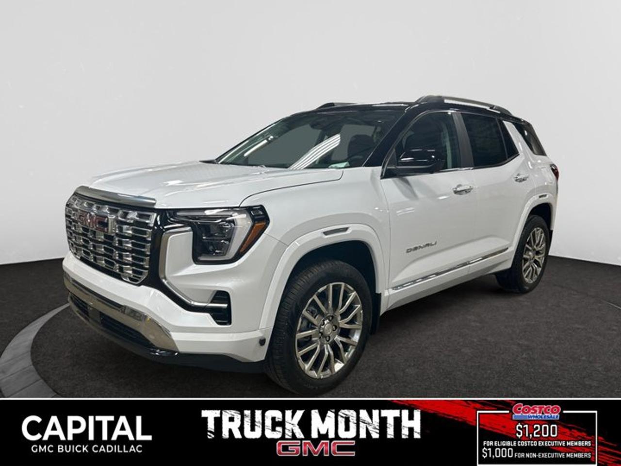 This 2026 GMC Terrain in Glacier White Tricoat is equipped with AWD and Turbocharged Gas I4 1.5L/-TBD- engine.From its striking C-shaped LED signature lighting to its stunning floating roof, this GMC Terrain has been refined on every level. With three distinctive options, every trim boasts its own distinctive grille that makes a lasting first impression and sets a bold tone for the rest of the vehicles exterior. Striking LED signature lighting on the taillamps complete Terrains bold design from front to back. Terrains interior seamlessly incorporates exterior design cues to create a cohesive look. Youll find a combination of bold styling, first-class comfort and plenty of space proving its as much about refinement as it is utility. Terrains interior features a standard leather wrapped steering wheel, real aluminum trim and soft-touch materials to enhance your driving experience and maximize comfort for both you and your passengers. A front-to-back flat load floor includes new fold-flat front-passenger and second-row seats so you can quickly go from accommodating people to utilizing every inch of cargo space. The GMC Terrain small SUV is engineered to meet the challenges drivers face every day  from various road surfaces to unexpected conditions. Advanced technology such as the Traction Select system allows you to switch between drive modes to make real-time adjustments based on those ever-changing driving situations. Terrain offers an available suite of intuitive driver-assist and safety technologies  so you can move with confidence in any direction.Key features of the Terrain Denali include: 252 hp 2.0L Turbocharged gas engine, LED Headlamps, Hands-free power Programmable Liftgate, Lane Change Alert with Side Blind Zone Alert, Available HD Surround Vision, New available Adaptive Cruise Control - Camera, New Available Front Pedestrian Braking, and Heated/Ventilated front seats.Check out this vehicles pictures, features, options and specs, and let us know if you have any questions. Helping find the perfect vehicle FOR YOU is our only priority.P.S...Sometimes texting is easier. Text (or call) 306-801-9090 for fast answers at your fingertips!Dealer License #914248Disclaimer: All prices are plus taxes & fees. See dealer for Details. Dealer Permit # 914248 See dealer for Details.
