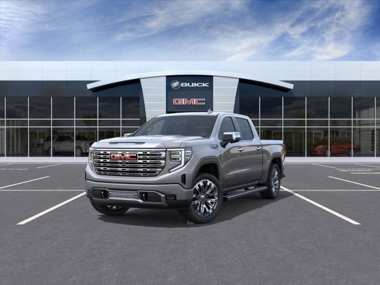 <p>Introducing the 2026 GMC Sierra 1500 Denali, a silver powerhouse with a commanding 4×4 drivetrain designed to tackle any terrain with precision and ease. This Crew Cab Short Box sports an elegant silver exterior, accentuated by striking 22-inch painted aluminum wheels with bright chrome inserts, setting a distinguished presence on the road.</p> <p>Inside, the Denali's black interior exudes luxury with forge perforated leather seats and heated front and rear seating for ultimate comfort. The front bucket seats with a convenient centre console ensure maximum space and functionality. Standard with the Denali Preferred Equipment Group package, this truck seamlessly blends utility with style.</p> <p>The 2026 Sierra 1500 Denali is packed with cutting-edge technology features. The 13.4-inch diagonal premium GMC infotainment system, equipped with Google built-in apps, offers voice assistance and a multi-touch display for effortless navigation and connectivity. Safety and driver assistance are paramount, with the inclusion of a multicolour 15-inch diagonal head-up display, rear camera mirror with a full camera display, lane assist, parking sensors, and adaptive cruise control making every journey as secure as it is comfortable.</p> <p>Ideal for the discerning driver seeking a blend of rugged capability and unparalleled luxury, this Sierra 1500 Denali is the ultimate expression of GMC craftsmanship. Contact our dealership today to experience it for yourself and elevate your driving experience to new heights.</p>
