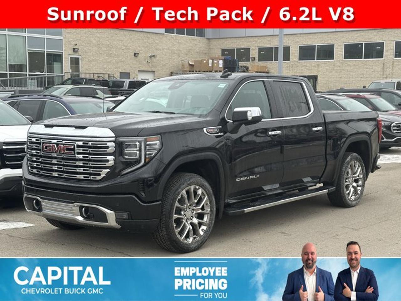 This GMC Sierra 1500 delivers a Gas V8 6.2L/376 engine powering this Automatic transmission. WHEELS, 22 TRANSIT STEEL WHEELS FOR LPO 22 WHEELS AND TIRES, TRANSMISSION, 10-SPEED AUTOMATIC WITH ELECTRONIC PRECISION SHIFT, ELECTRONICALLY CONTROLLED with overdrive, and tow/haul mode and steering column paddle shifters. Includes Cruise Grade Braking and Powertrain Grade Braking (STD), TECHNOLOGY PACKAGE includes (DRZ) Rear Camera Mirror and (UV6) Multicolour 15 Diagonal Head-Up Display.* This GMC Sierra 1500 Features the Following Options *REAR AXLE, 3.23 RATIO, PREMIUM FLOOR LINERS WITH REMOVABLE CARPET INSERT, FRONT, LPO, 22 (55.9 CM) BRIGHT SPLIT-SPOKE WHEELS LPO wheels will come with 4 steel 22 wheels from the factory with alignment specs set to 22 LPO wheel selected (dealer-installed), GVWR, 7100 LBS. (3221 KG) (STD), ENGINE, 6.2L ECOTEC3 V8 (420 hp [313 kW] @ 5600 rpm, 460 lb-ft of torque [624 Nm] @ 4100 rpm); featuring Dynamic Fuel Management, ENGINE BLOCK HEATER, DENALI PREFERRED EQUIPMENT GROUP includes standard equipment, ACTIVE EXHAUST, DUAL, SPORT-MODE ENABLED, 3 YEARS SIRIUSXM, Wireless, Apple CarPlay / Wireless Android Auto.* Visit Us Today *A short visit to Capital Chevrolet Buick GMC Inc. located at 13103 Lake Fraser Drive SE, Calgary, AB T2J 3H5 can get you a tried-and-true Sierra 1500 today!