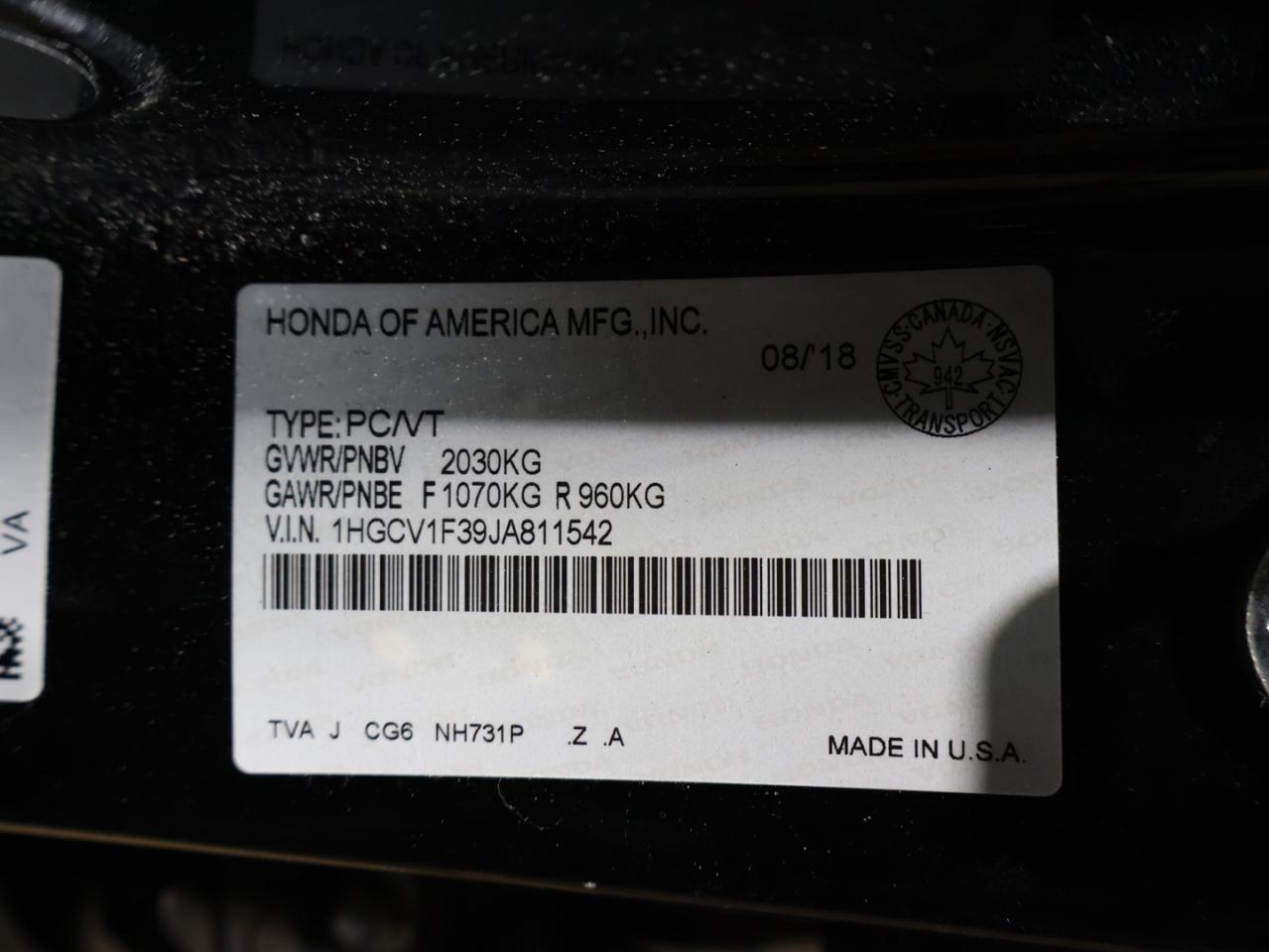 2018 Honda Accord SPORT CERTIFIED *ACCIDENT FREE* CAMERA BLUETOOTH LEATHER HEATED SEATS SUNROOF CRUISE ALLOYS Photo