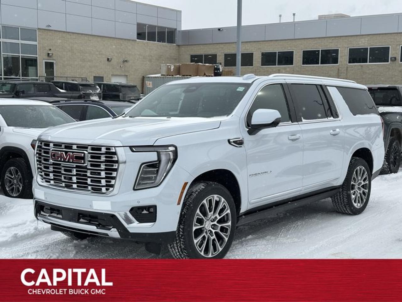This GMC Yukon XL delivers a Gas V8 6.2L/ engine powering this Automatic transmission. TRANSMISSION, 10-SPEED AUTOMATIC electronically controlled with overdrive, includes Traction Select System including tow/haul (STD), LPO, WHEEL LOCKS, SET OF 4 (dealer-installed), LPO, PREMIUM FLOOR LINERS, 1ST AND 2ND ROWS WITH BRAND BADGING (dealer-installed).*This GMC Yukon XL Comes Equipped with These Options *LPO, FLOOR LINER PACKAGE (dealer-installed) (Includes (AAK) 1st and 2nd row premium floor liners, LPO, (RIB) 3rd row all-weather floor liners, LPO and (CAV) all-weather cargo mat, LPO.), DENALI RESERVE PACKAGE includes (CWN) Advanced Technology Package content, (ZM1) Enhanced Trailering Technology Package content, (C3U) Panoramic power sunroof, (B3L) power-retractable assist steps with perimeter lighting, (SMI) 22 6-spoke Chrome wheels and (SFE) wheel locks, LPO , LPO, ALL-WEATHER FLOOR LINERS, 3RD ROW (dealer-installed), LPO, ALL-WEATHER CARGO MAT (dealer-installed), GLACIER WHITE TRICOAT, ENGINE, 6.2L ECOTEC3 V8 with Dynamic Fuel Management, Direct Injection and Variable Valve Timing, includes aluminum block construction (420 hp [313 kW] @ 5600 rpm, 460 lb-ft of torque [624 Nm] @ 4100 rpm) (STD), ENGINE BLOCK HEATER, DENALI PREFERRED EQUIPMENT GROUP Includes Standard Equipment, 3 YEARS SIRIUSXM SiriusXM Extended Service subscription will stop at the end of the applicable subscription period unless you decide to continue service. Plan is non-transferable and non-refundable. Service subject to the SiriusXM Customer Agreement and Privacy Policy, visit siriusxm.ca/terms to see complete terms and how to cancel which includes online methods or calling 1-888-539-7474. Some services, content and features are subject to device capabilities, an active data connection enabled in the vehicle and location availability. All fees, content and features are subject to change. Content varies by subscription plan. SiriusXM and related logos are trademarks of Sirius XM Radio Inc. and its respective subsidiaries.), Wireless Phone Charging, for portable devices.* Stop By Today *For a must-own GMC Yukon XL come see us at Capital Chevrolet Buick GMC Inc., 13103 Lake Fraser Drive SE, Calgary, AB T2J 3H5. Just minutes away!