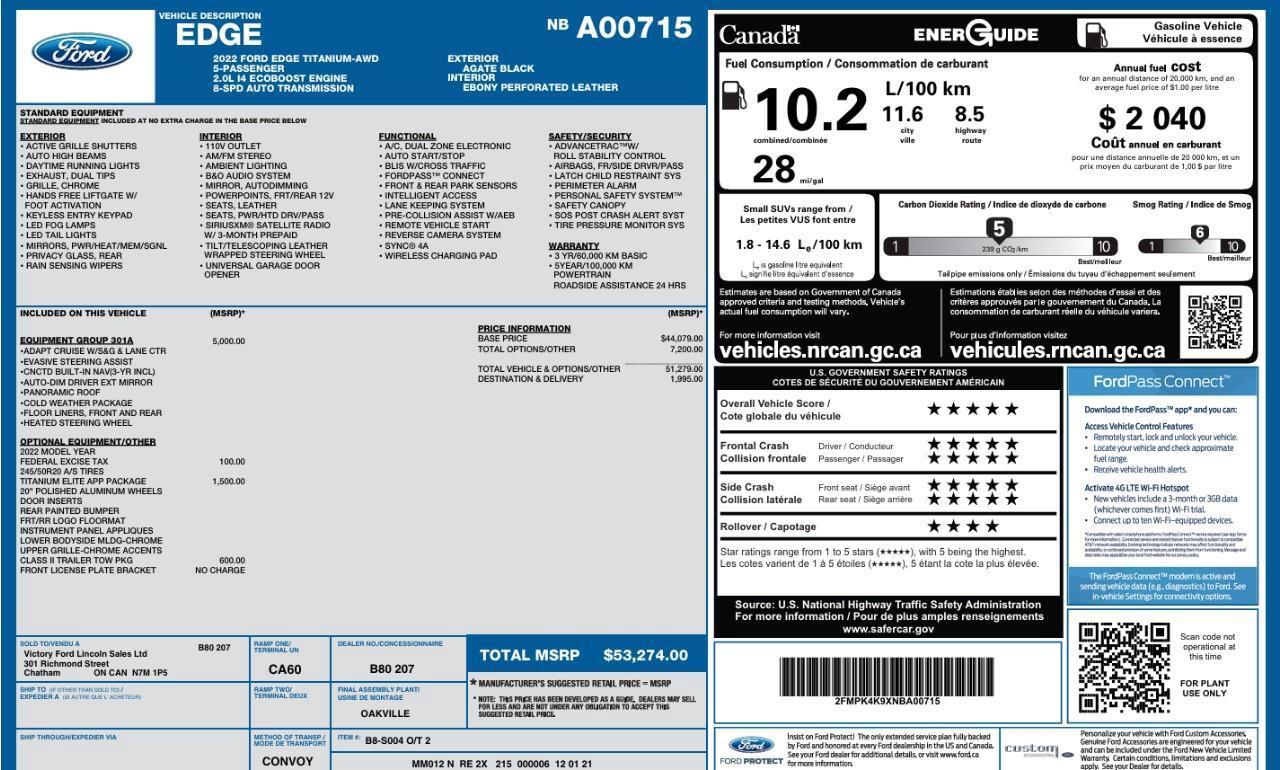 2022 Ford Edge Titanium 301A   Elite Pkg   Class II Tow Photo
