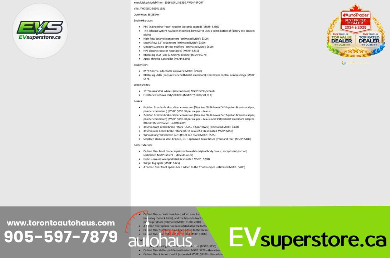 2016 Lexus IS 350/F-SPORT 3/$29K UPGRADES/ONE OF A KIND Photo