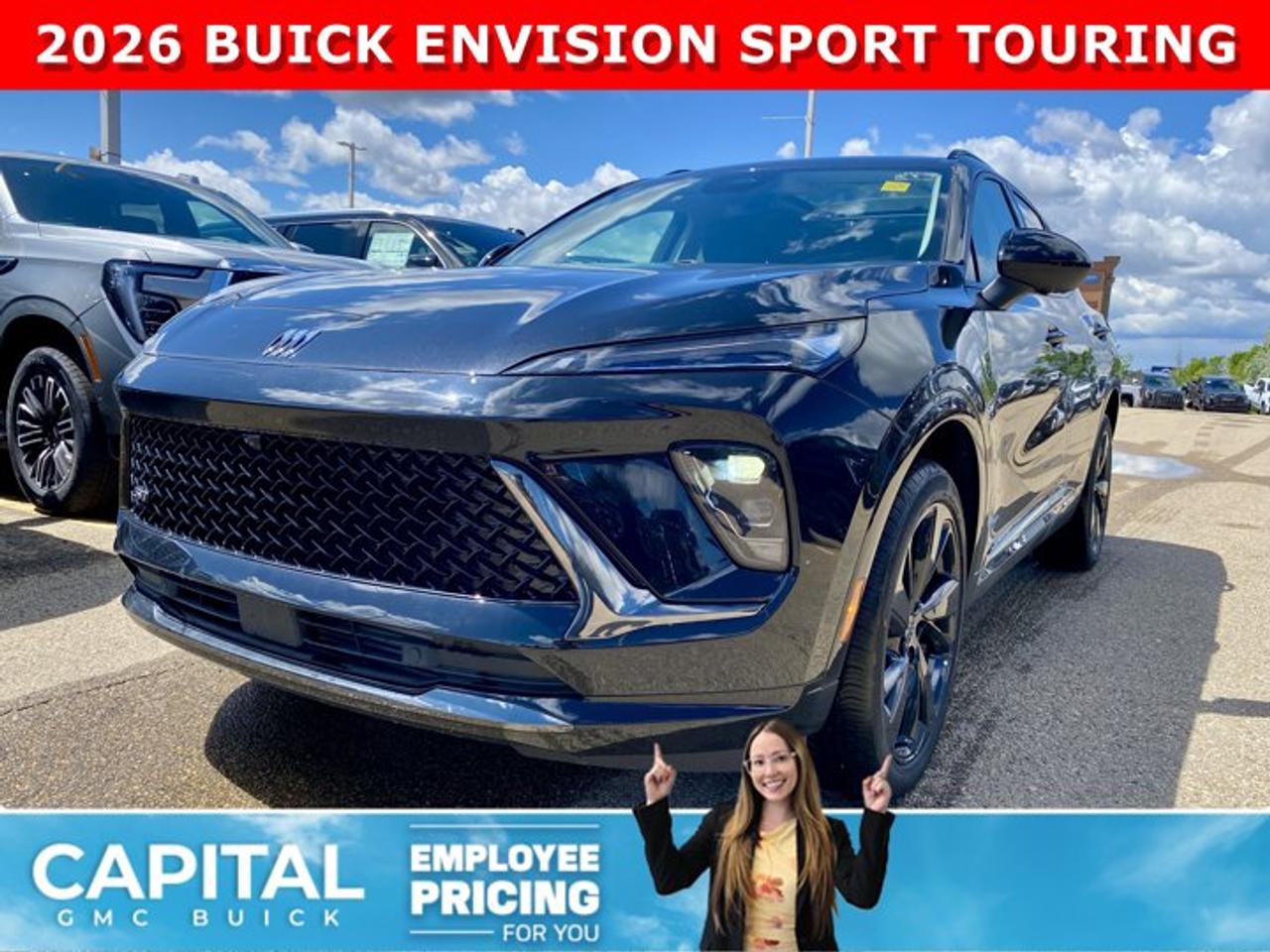 Check out this 2026 Buick Envision Sport Touring! Equipped with options like Power Sliding Moonroof, Memory Seats, Ultra-Wide 30 Diagonal Screen, Heated Front and Rear Seats, Heated Steering, Adaptive Cruise Control, Handsfree Power Liftgate, 360 Cam, Heads-up Display, Remote Start, and so much more... Call Now!Ask for the Internet Department for more information or book your test drive today! Text 587-400-9276 for fast answers at your fingertips!AMVIC Licensed Dealer - Licence Number B1044900