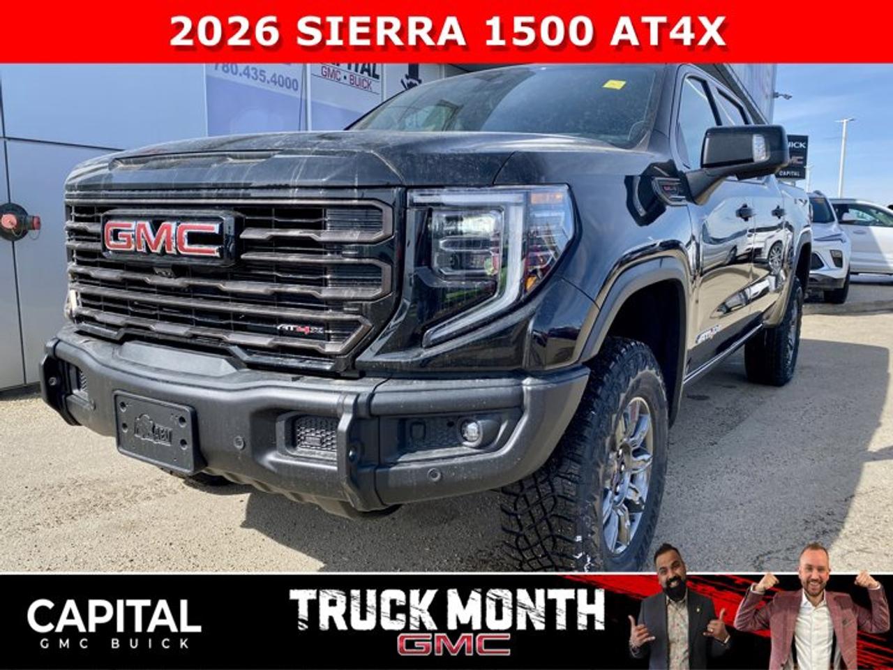 Check out this 2026 Sierra 1500 AT4X... This ultimate off-road luxury truck comes fully equipped with the exclusive Obsidian Rush interior, Power Sunroof, Heated and Cooled Seats, Heated Steering, Heated Rear Seats, Heads-up Display, Rear Streaming Mirror, 360 CAM, Adaptive Cruise Control, MultiPro Tailgate, 2 Inch Factory Lift with Multimatic DSSV dampers, AEV stamped steel front bumper, and so much more! CALL NOWAsk for the Internet Department for more information or book your test drive today! Text 825-445-0521 for fast answers at your fingertips!AMVIC Licensed Dealer - Licence Number B1044900Disclaimer: All prices are plus taxes and include all cash credits and loyalties. See dealer for details. AMVIC Licensed Dealer # B1044900