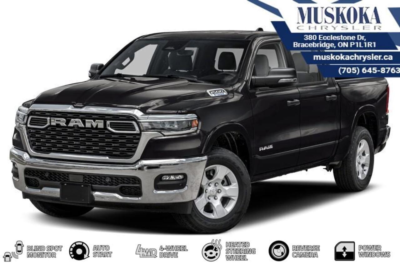 This RAM 1500 BIG HORN, with a 5.7L HEMI V-8 engine engine, features a 8-speed automatic transmission, and generates 20 highway/16 city L/100km. Find this vehicle with only 0 kilometers!  RAM 1500 BIG HORN Options: This RAM 1500 BIG HORN offers a multitude of options. Technology options include: Voice Recorder, 2 LCD Monitors In The Front, GPS Antenna Input, Integrated Center Stack Radio, MP3 Capability.  Safety options include Variable Intermittent Wipers, Airbag Occupancy Sensor, Curtain 1st And 2nd Row Airbags, Dual Stage Driver And Passenger Front Airbags, Dual Stage Driver And Passenger Seat-Mounted Side Airbags.  Visit Us: Find this RAM 1500 BIG HORN at Muskoka Chrysler today. We are conveniently located at 380 Ecclestone Dr Bracebridge ON P1L1R1. Muskoka Chrysler has been serving our local community for over 40 years. We take pride in giving back to the community while providing the best customer service. We appreciate each and opportunity we have to serve you, not as a customer but as a friend