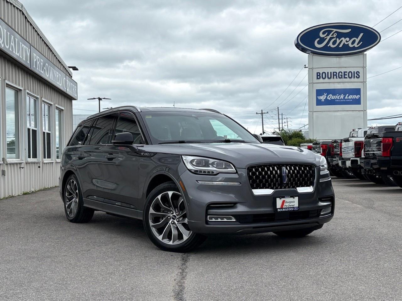 <p>Introducing the 2022 Lincoln Aviator Grand Touring AWD in a stunning gray color that perfectly complements its advanced all-wheel-drive handling. This SUV offers a blend of sophisticated styling with the robustness you expect from a Lincoln.</p><p>The exterior of the Aviator Grand Touring showcases its streamlined framework, highlighted by sleek lines and alloy wheels that enhance its overall presence. Inside, the luxurious brown leather seating and sophisticated trim provide unparalleled comfort. Enjoy the spacious interior equipped with options like heated and cooled seats, and a moonroof to give you a panoramic view.</p><p>Technology takes the forefront with this model, featuring a state-of-the-art navigation system, smart device integration, and a Wi-Fi hotspot to keep you connected on the go. Safety is paramount with cutting-edge features such as lane assist, parking sensors, and a backup camera ensuring peace of mind for you and your passengers.</p><p>This SUV is ideal for families or individuals seeking a vehicle that offers a blend of comfort, technology, and style. Ready to take the 2022 Lincoln Aviator Grand Touring for a spin? Contact our dealership for more information and to schedule a test drive today!</p> <p><strong>Why Choose the Bourgeois Auto Group?</strong></p><p>For 80 years, Bourgeois Auto Group has been delivering exceptional automotive experiences. Our factor trained teams work to ensure you receive the shopping experience you deserve; whether you're looking for a new or new-to-you vehicle.</p><p>Shop 24/7 with our online showroom and chat service, ensuring convenience every step of the way. No hidden fees, full disclosure, and every pre-owned vehicle comes with a Carfax® report for peace of mind.</p><p>We offer a wide selection of pre-owned vehicles, all competitively priced using real-time market data. Get the best deal on your purchase and trade-in with our free Live Market Analysis report.</p><p>Looking to sell your car? We buy any make or modelno purchase required. Our simple to use online trade valuation tool will provide you with a clear, transparent selling experience whether you buy our car or not.</p><p>Backed by hundreds dedicated employees across 4 convenient locations, were here to meet all your automotive needs. Visit us in Midland or Parry Sound and explore our inventory or schedule your next service today.</p> <p><strong>Financing Your Next Vehicle with Bourgeois Motors Ford in Midland:</strong></p><p>At Bourgeois Motors Ford, we make financing your next vehicle simple and stress-free! Our team works with trusted lenders to find flexible options tailored to your budget. Drive away with confidenceapply today!</p><p>Take advantage of our online pre-qualification tool, backed by Equifax and TD Bank to find the payment that works for you. Simply <a href=https://www.bourgeoismotors.com/free-credit-check/ rel=nofollow><strong>CLICK HERE</strong></a><strong> </strong>to use our secure online credit tool with no impact to your credit.</p>