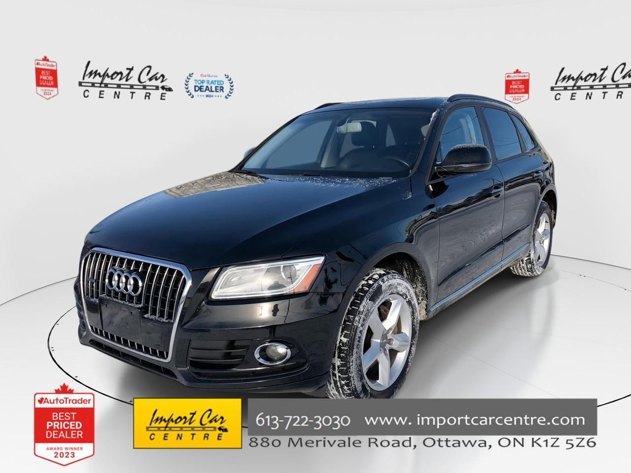 *** OTTAWA&rsquo;S ORIGINAL IMPORT DEALER!!  NO ACCIDENTS * SMETANA APPROVED ***  A fresh trade in from a very fastidious previous owner and represents fantastic value for your hard earned dollar!!  Finished in Mythos Black with matching black leather seating surfaces, panoramic sunroof, 18 alloy wheels, incredible Quattro all wheel drive handling, climate control system, 2 stage drivers seat memory system, SiriusXM radio, heated seats, power seats, leather wrapped steering wheel, leather wrapped gearshift, power tailgate, fog lights, only 137,000kms all compliment this stunning 2017 Audi Q5 Komfort with Convenience package.   Perfection and beyond!!  Home of the Platinum up to 240,000kms warranty and financing is always available O.A.C Import Car Centre, proudly serving the Ottawa and surrounding area for over 45 years. Come down and experience Import Car Centre for yourself and see just why our customers are so happy!  Advertised price includes $22 OMVIC fee and $40 Carproof.  Excludes taxes and licensing.< 

 #importcarcentre #smetanaapproved #iccs