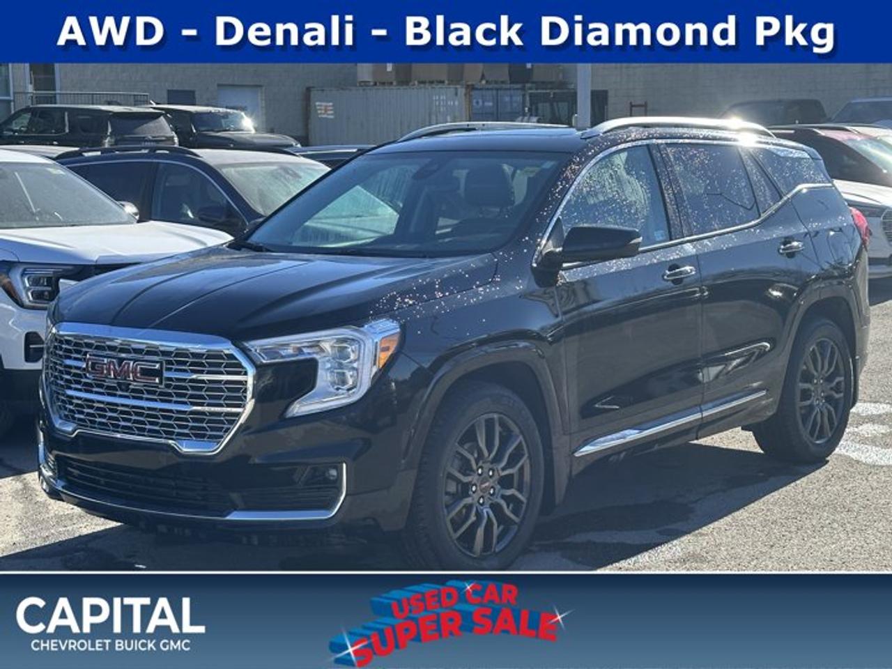 Recent Arrival!Ask for the Internet Department for more information or book your test drive today! Call 403-256-4960 for fast answers at your fingertips! Disclaimer: All prices are plus taxes. See dealer for details. AMVIC Licensed Dealer # B2020028.2024 Terrain 9-Speed Automatic AWD Terrain Denali, AWD, Black Diamond Edition, Exterior Parking Camera Rear, Heated front seats, Heated rear seats, Power Liftgate, Premium 7-Speaker Bose Sound System w/Amplifier, Skyscape Power Sunroof w/Power Sunscreen, Ventilated front seats, Wheels: 19 Aluminum After Midnight Painted Finish.