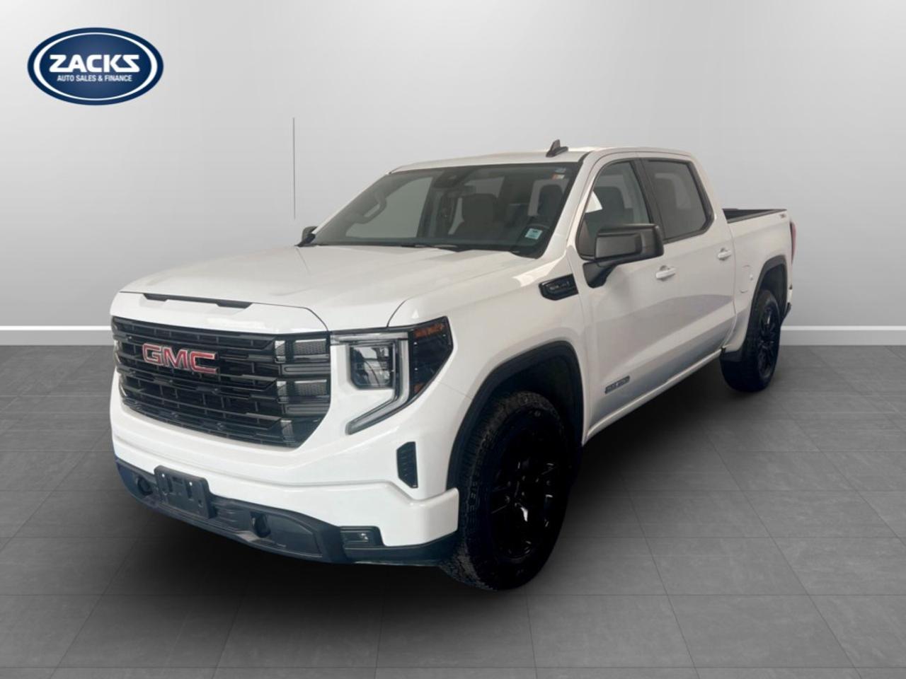 New Price! 2025 GMC Sierra 1500 Elevation Crew Cab Elevation | 5.3L V8 | X31 OffRoad | Zacks Certified. 10-Speed Automatic 4WD Summit White EcoTec3 5.3L V8<br />Odometer is 4858 kilometers below market average!<br /><br />10-Speed Automatic, 4WD, Jet Black w/Cloth Seat Trim, 10-Way Power Driver Seat Adjuster w/Lumbar, 120-Volt Bed Mounted Power Outlet, 120-Volt Interior Power Outlet, 2 Charge-Only Rear USB Ports, 2 Charge/Data USB Ports, 2 Charge/Data USB Ports Inside Centre Console, 6-Speaker Audio System Feature, Air Conditioning, AM/FM radio: SiriusXM with 360L, Apple CarPlay/Android Auto, Auto-Locking Rear Differential, Automatic temperature control, Body Colour Header w/Gloss Black Mesh Grille Bars, Cloth Rear Seat w/Storage Package, Colour-Keyed Carpeting Floor Covering, Deep-Tinted Glass, Dual Exhaust System, Electric Rear-Window Defogger, Electronic Precision Shift, Floor-Mounted Centre Console, Forward Collision Alert, Front Bucket Seats, Front dual zone A/C, Front fog lights, Front Frame-Mounted Black Recovery Hooks, Front Rubberized-Vinyl Floor Mats, HD Rear Vision Camera, Heated door mirrors, Heated front seats, Heated steering wheel, Heavy-Duty Air Filter, High Capacity Suspension Package, Hill Descent Control, Hitch Guidance, Integrated Trailer Brake Controller, IntelliBeam Automatic High Beam On/Off, Keyless Open & Start, Lane Keep Assist w/Lane Departure Warning, LED Cargo Area Lighting, Manual Tilt-Wheel & Telescoping Steering Column, Navigation System, Off-Road Suspension, OnStar Services Capable, Power Door Locks, Power Front Windows w/Driver Express Up/Down, Power Front Windows w/Passenger Express Down, Power Rear Windows w/Express Down, Preferred Equipment Group 3SB, Premium audio system: Premium GMC Infotainment System, Push Button Start, Radio: Premium GMC Infotainment Audio System, Rear Rubberized-Vinyl Floor Mats, Rear Wheelhouse Liners, Remote Vehicle Starter System, SiriusXM w/360L Trial Subscription, Steering Wheel Audio Controls, Telescoping steering wheel, Theft Deterrent System (Unauthorized Entry), Tilt steering wheel, Trailering Package, Wheels: 20''' x 9''' High Gloss Black Painted Aluminum, Wi-Fi Hotspot Capable, Wireless Apple CarPlay/Wireless Android Auto, Wireless Charging, X31 Hard Badge, X31 Off-Road Package.<br /><br />Certification Program Details: Fresh 2 Yr MVI | 30 day warranty* | 110 point inspection | Full tank of fuel | Krown rustproofed | Flexible financing options | Professionally detailed<br /><br />This vehicle is Zacks Certified! You're approved! We work with you. Together we'll find a solution that makes sense for your individual situation. Please visit us or call 902 843-3900 to learn about our great selection.<br /><br />With 22 lenders available Zack's Auto Sales can offer our customers with the lowest available interest rate. Thank you for taking the time to check out our selection!